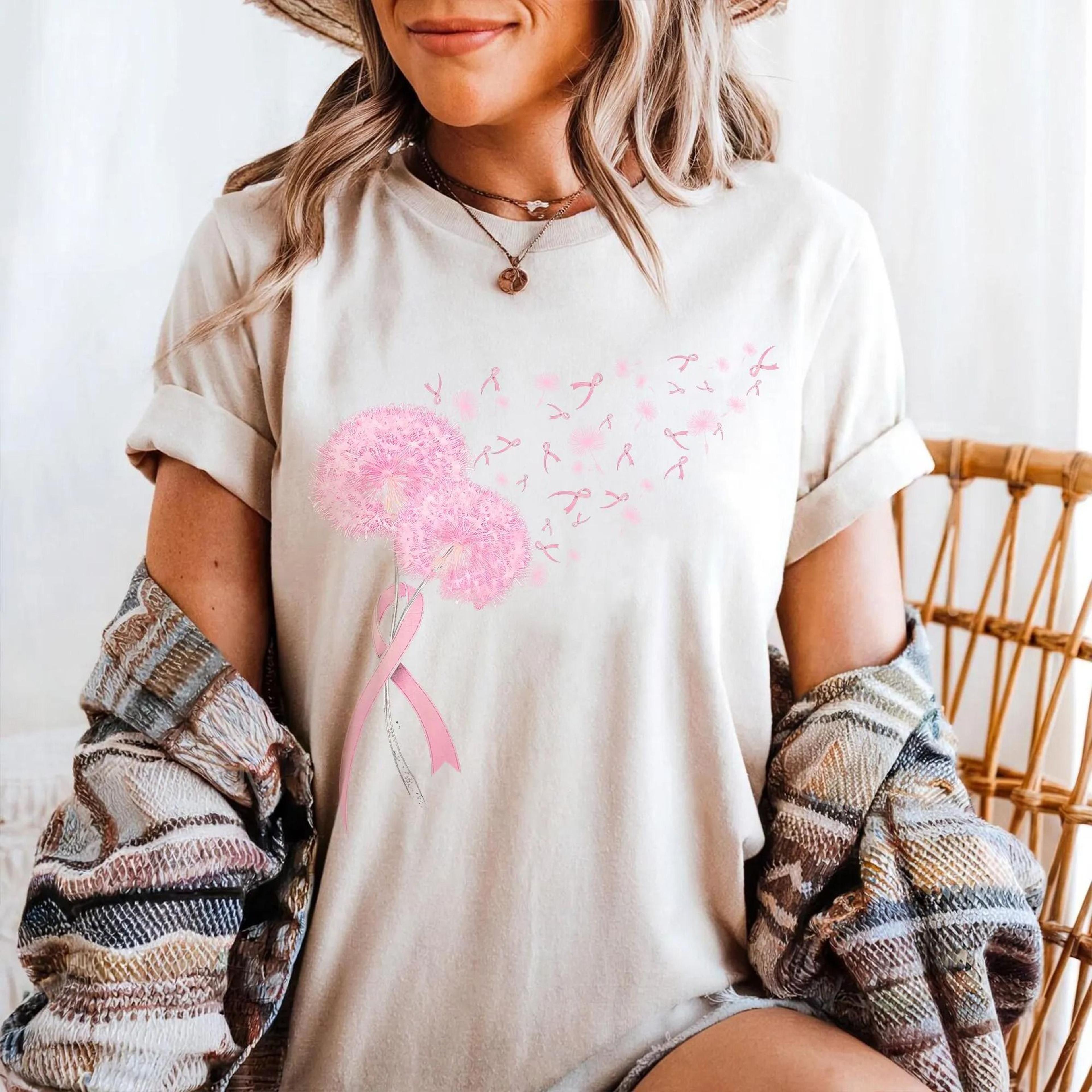 breast cancer awareness dandelion pink ribbon shirt youth tee sweatshirt support hope fighter gift