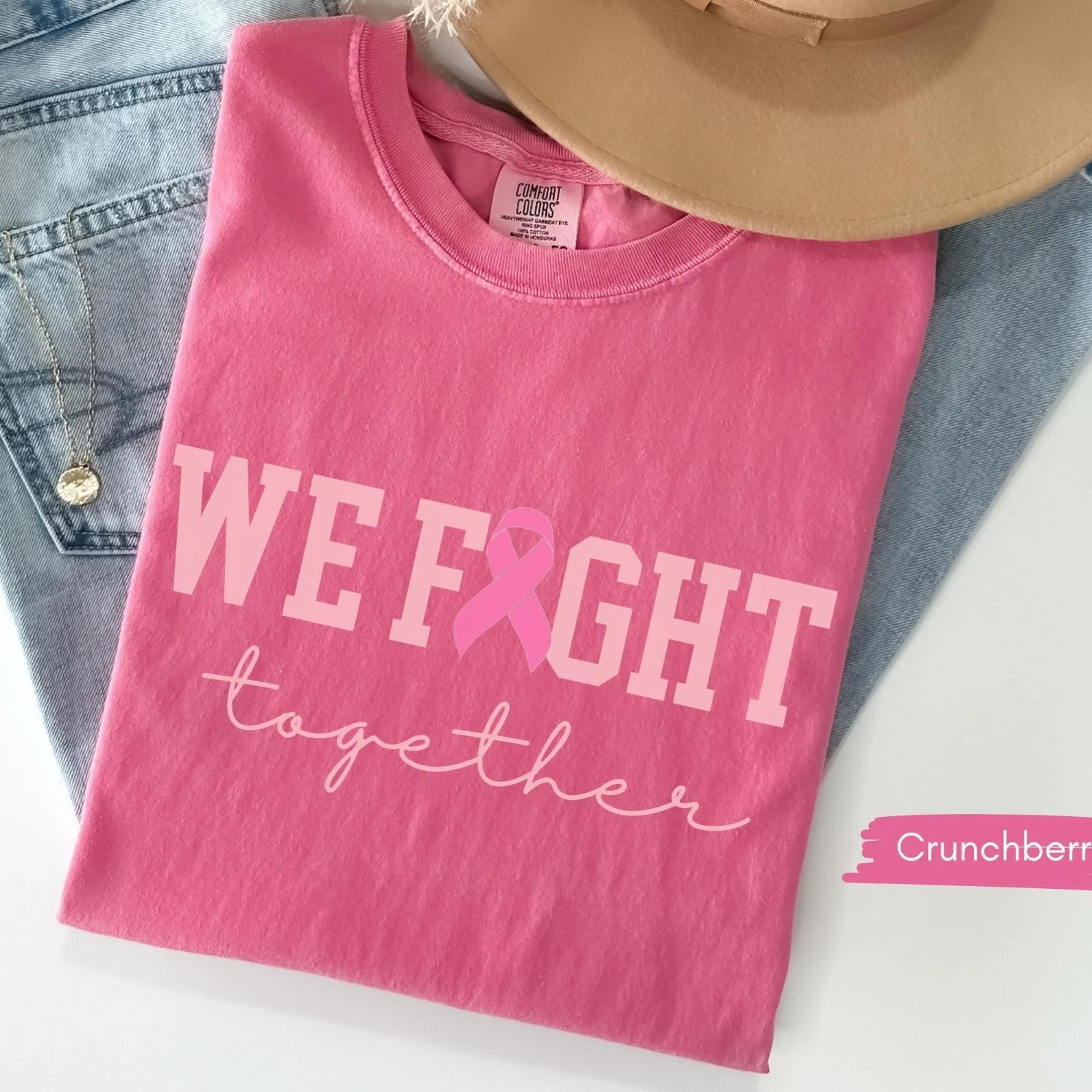 we fight together shirt, breast cancer awareness tee, pink ribbon youth tee sweatshirt support survivor gift