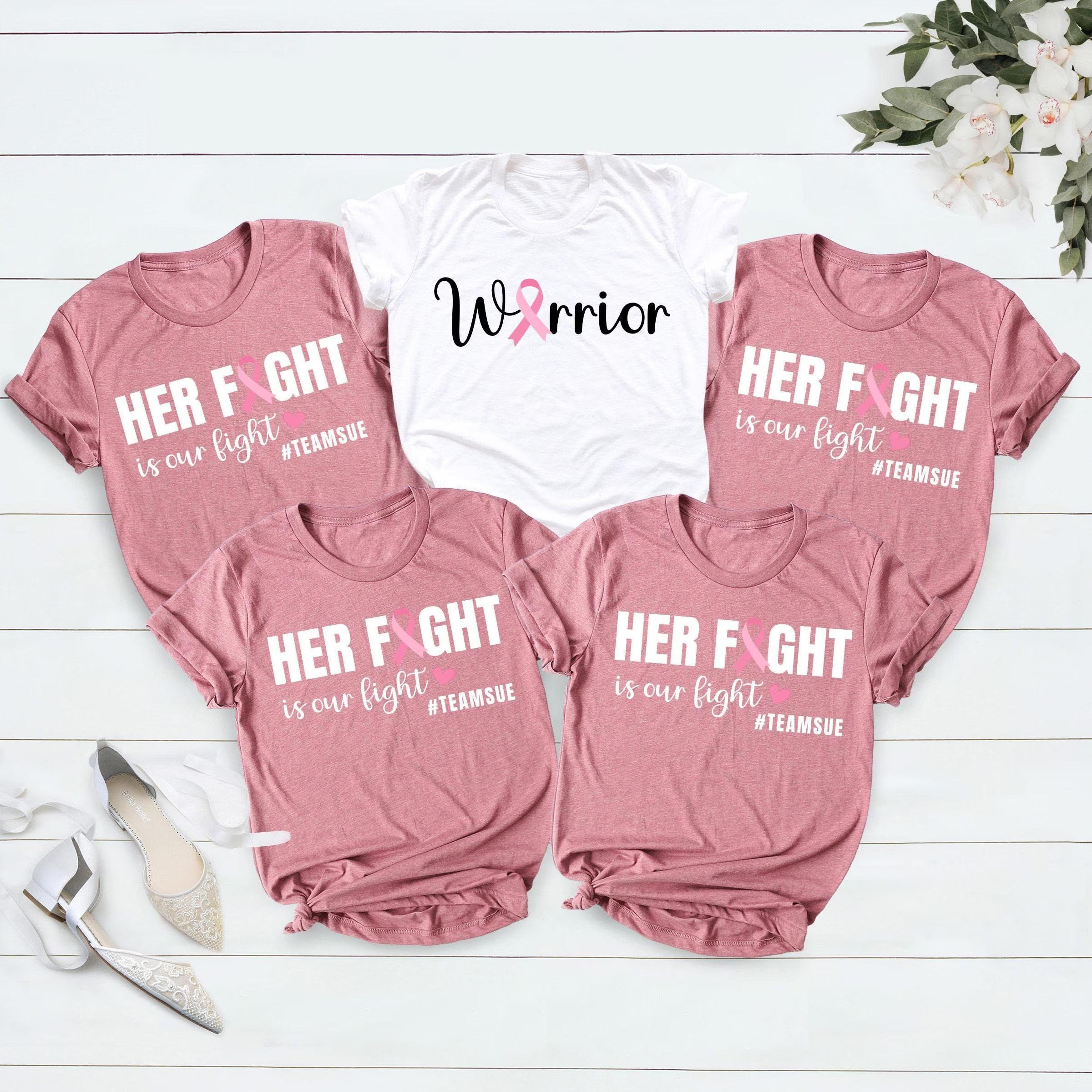 her fight is our fight shirt, team support cancer awareness tee, warrior family matching sweatshirt