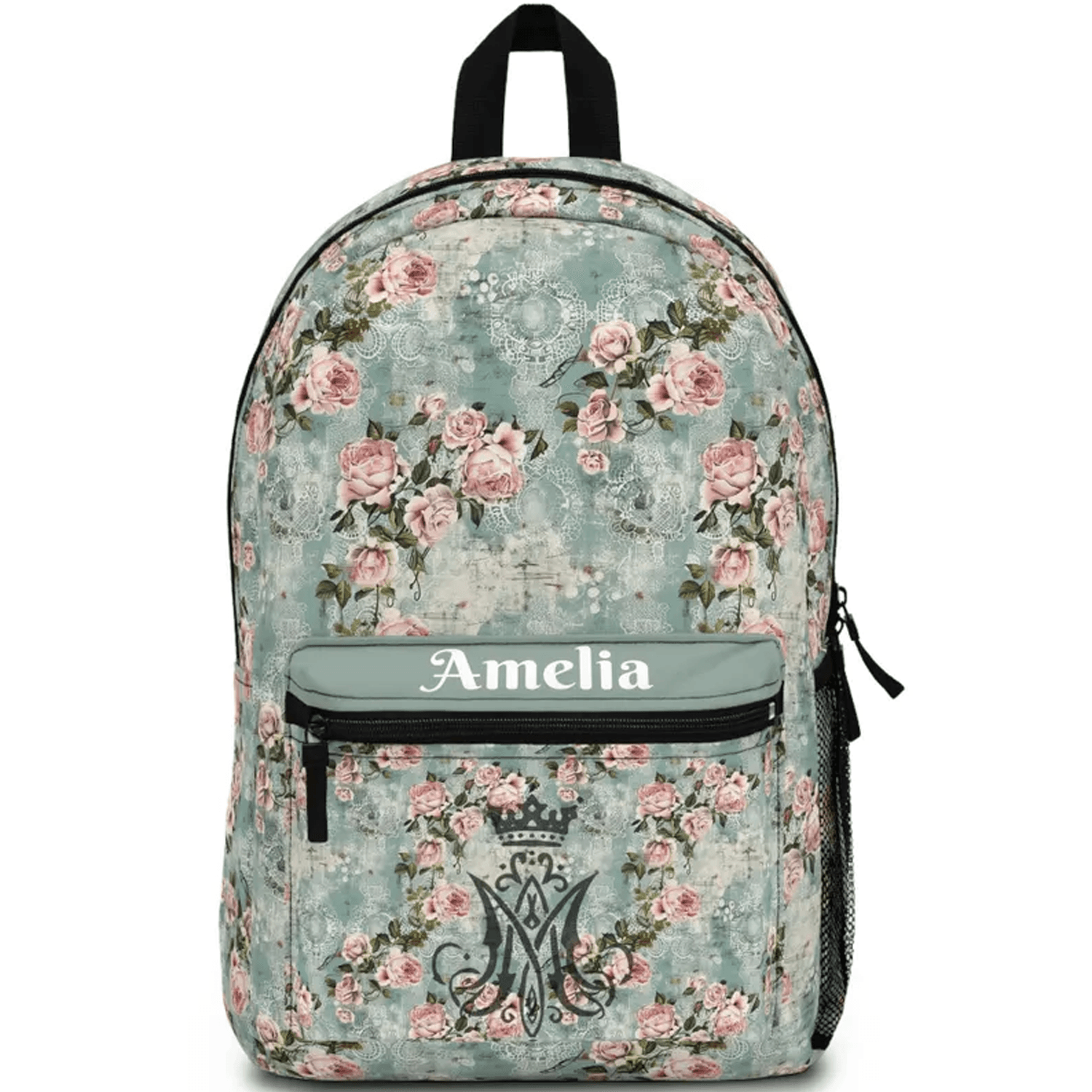 personalized catholic marian backpack, hail holy queen mass bag, catholic teacher, teen, mom & confirmation gift