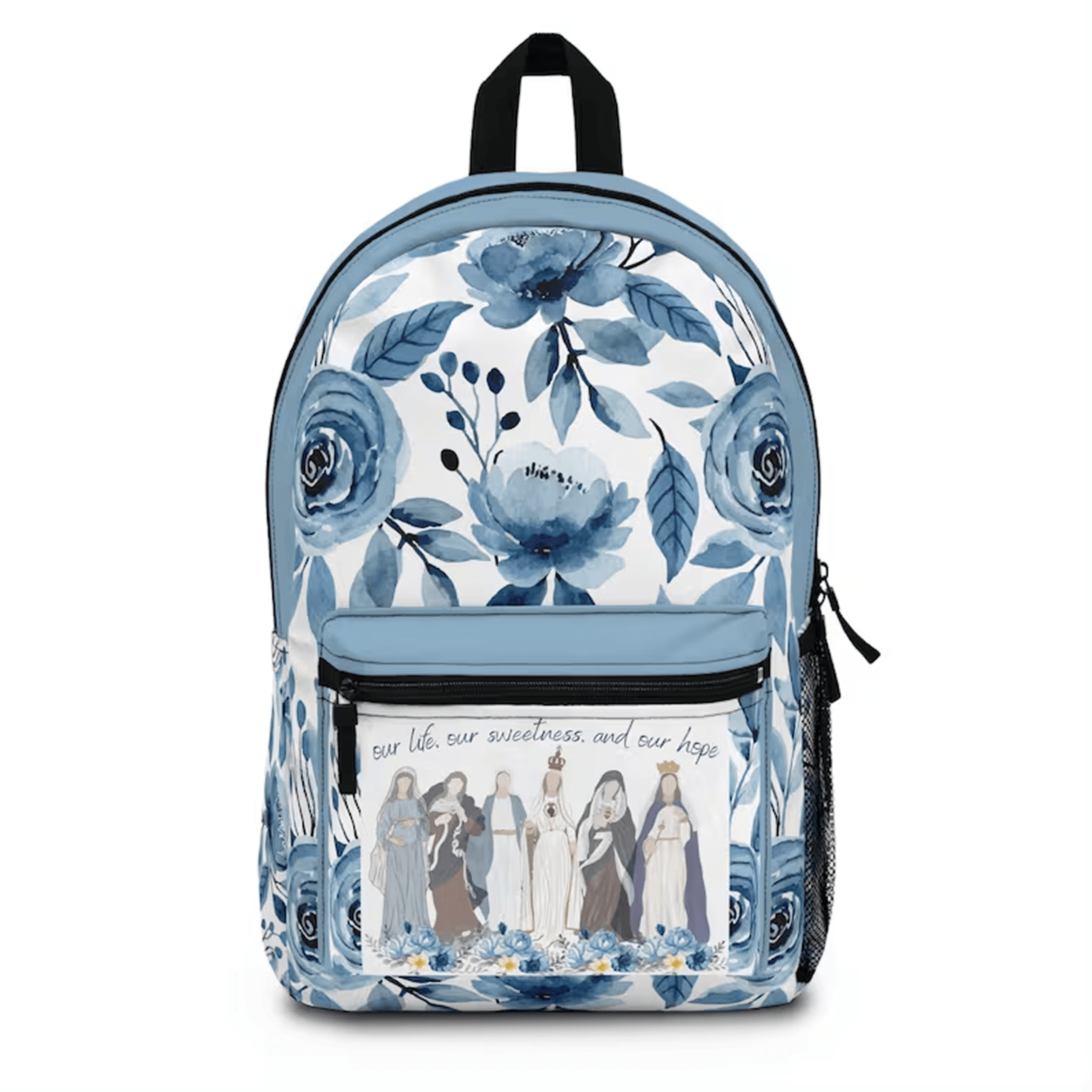 catholic marian backpack, hail holy queen mass bag, catholic teacher gift, confirmation gift for teen, mom & kid