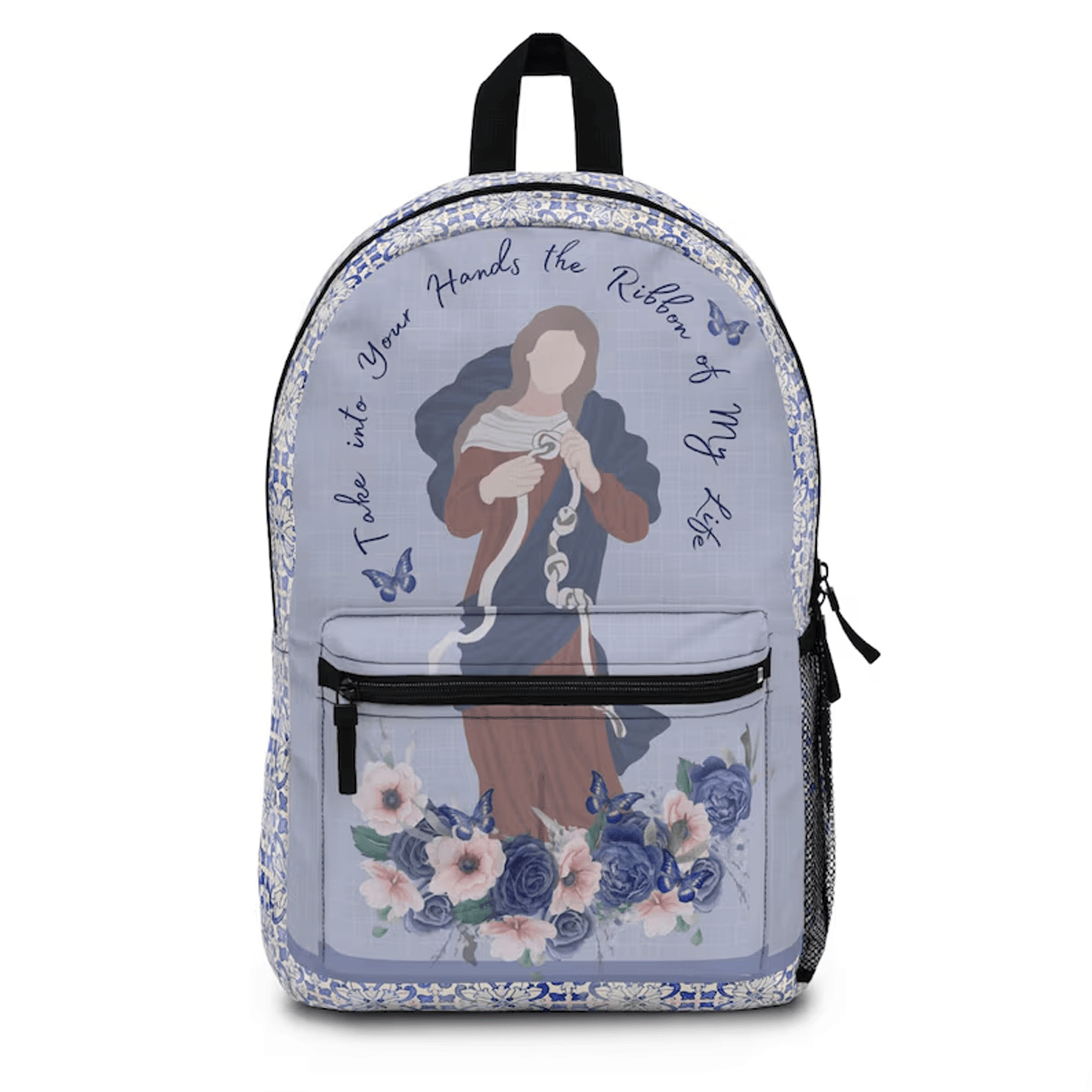 mary undoer of knots catholic backpack, marian mass bag, virgin mary gift, confirmation gift for catholic mom & teen