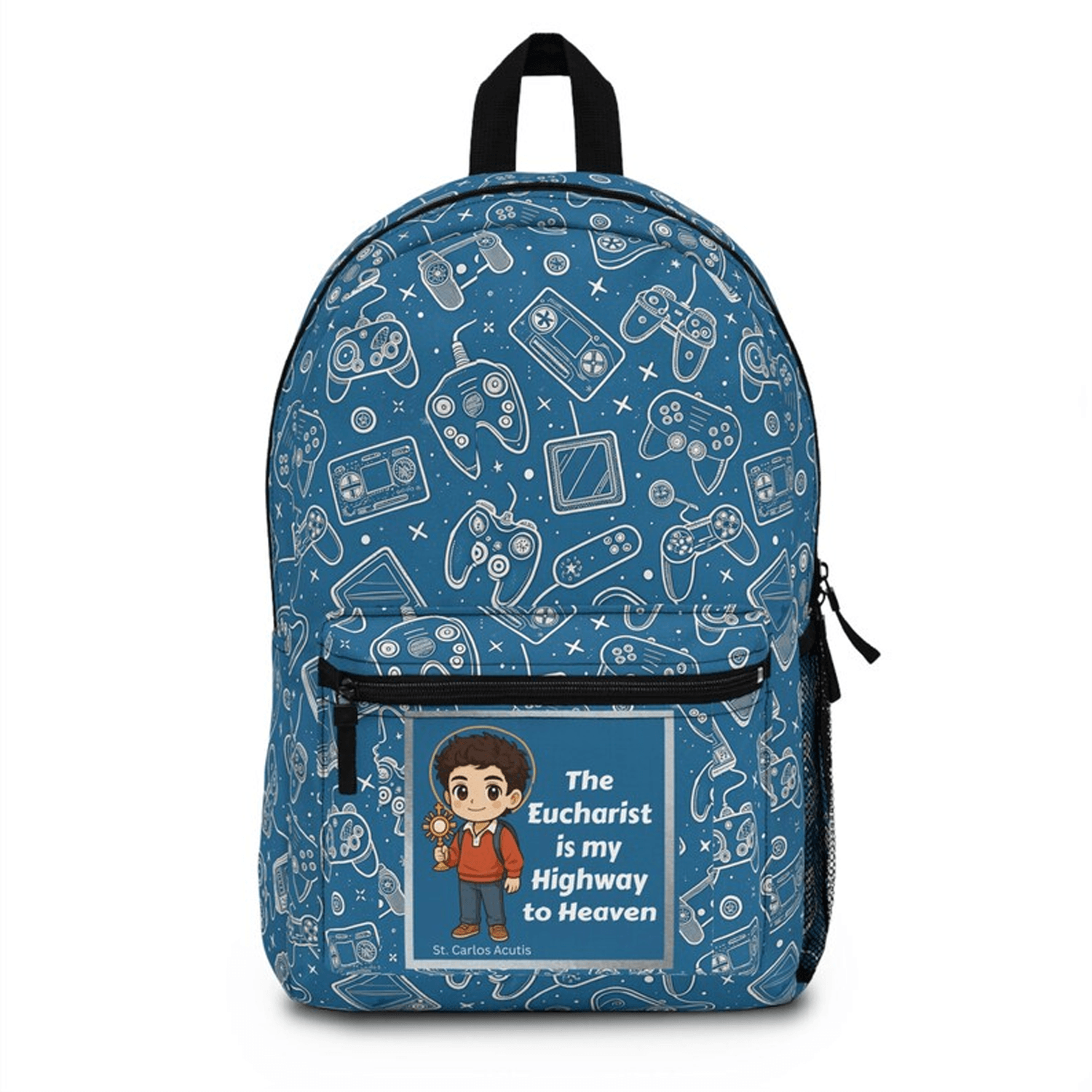 carlo acutis catholic backpack, mass bag, confirmation gift, catholic teen, mom, teacher & student school bag