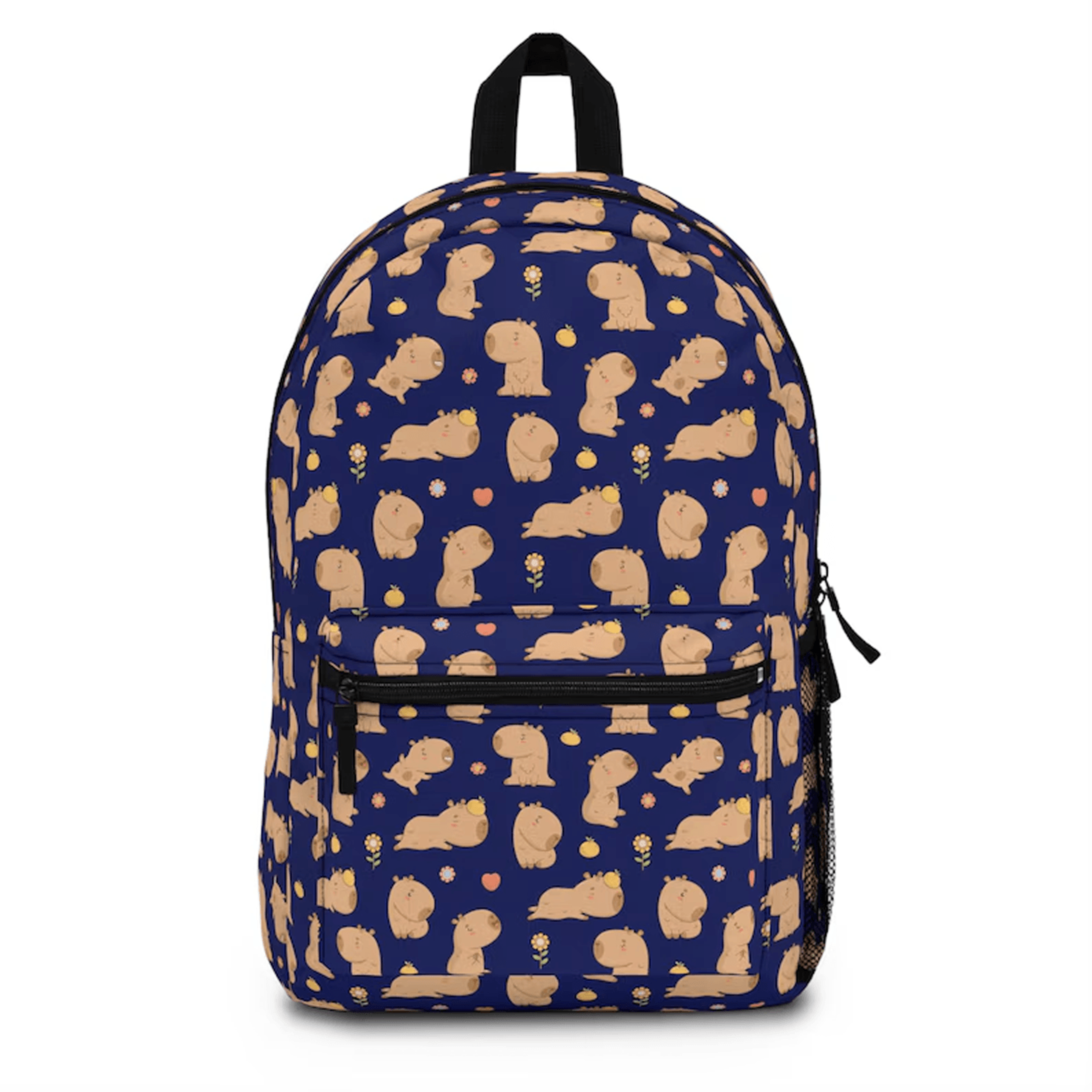 capybara pattern backpack, cute animal school bag, kawaii kids bookbag, personalized student travel backpack gift