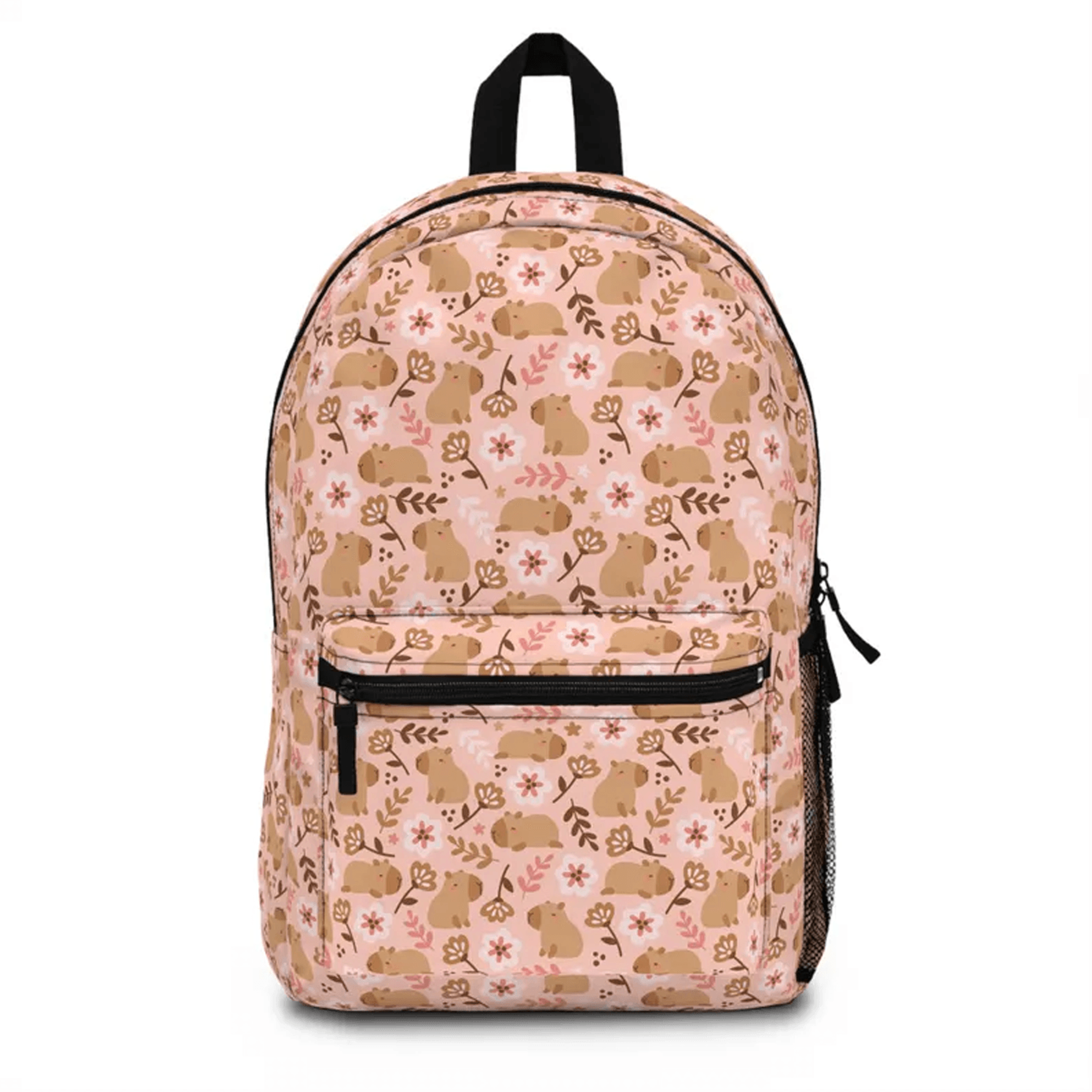 capybara illustration backpack, cute kawaii animal school bag, kids book bag, personalized back to school capybara gift