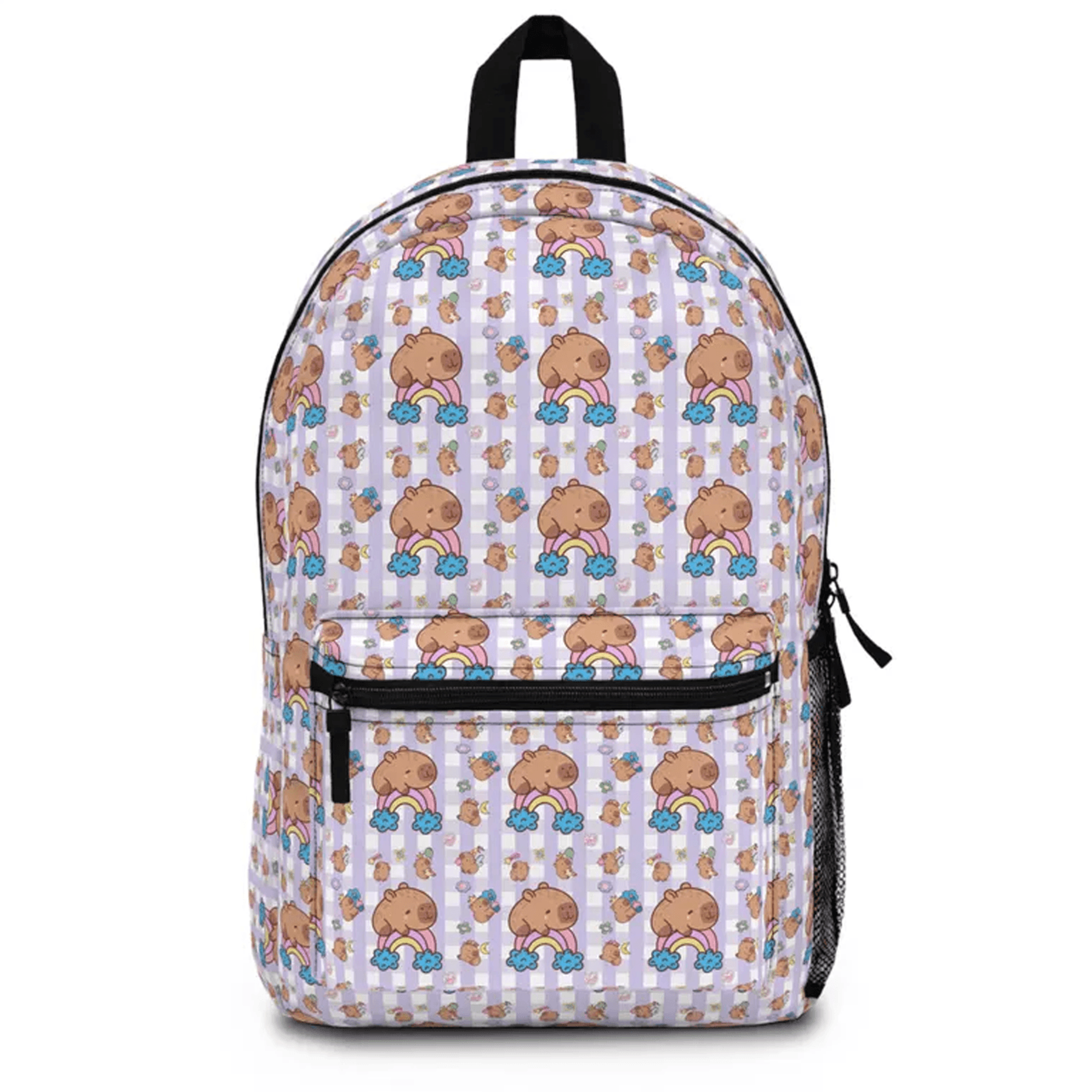 capybara pattern backpack, personalized cute animal school bag, kawaii kids bookbag, back to school gift for students