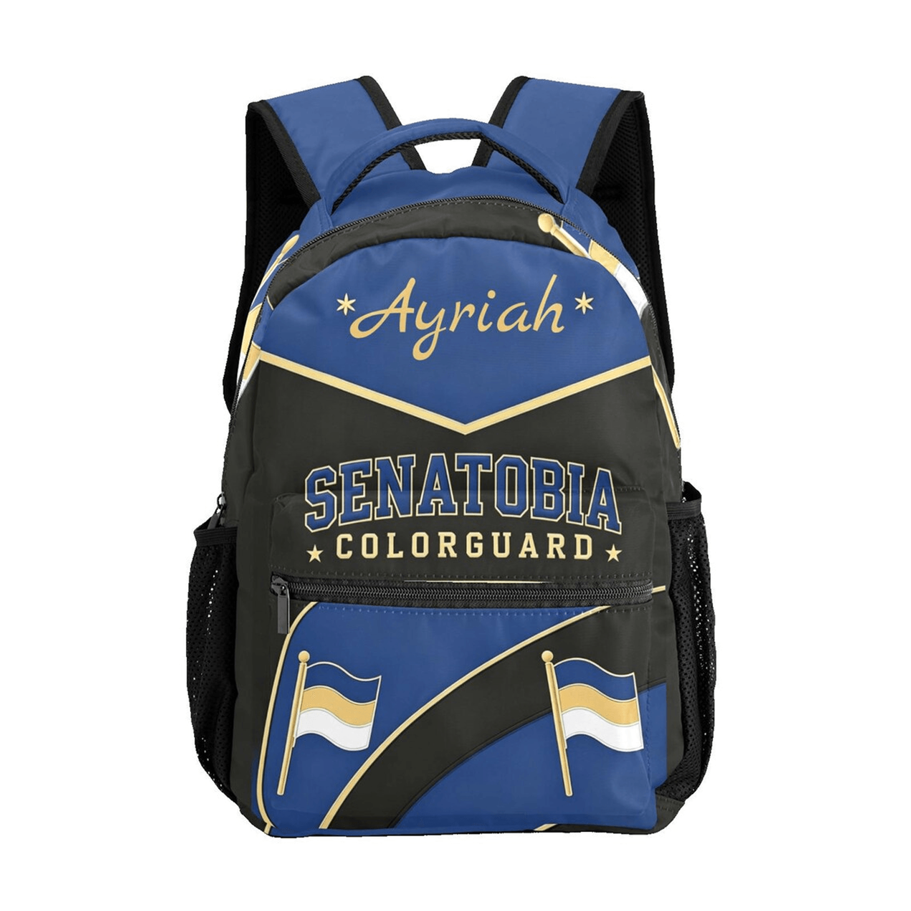 personalized color guard backpack for kids & teens, custom name flag team school bag, winter guard & marching band gift