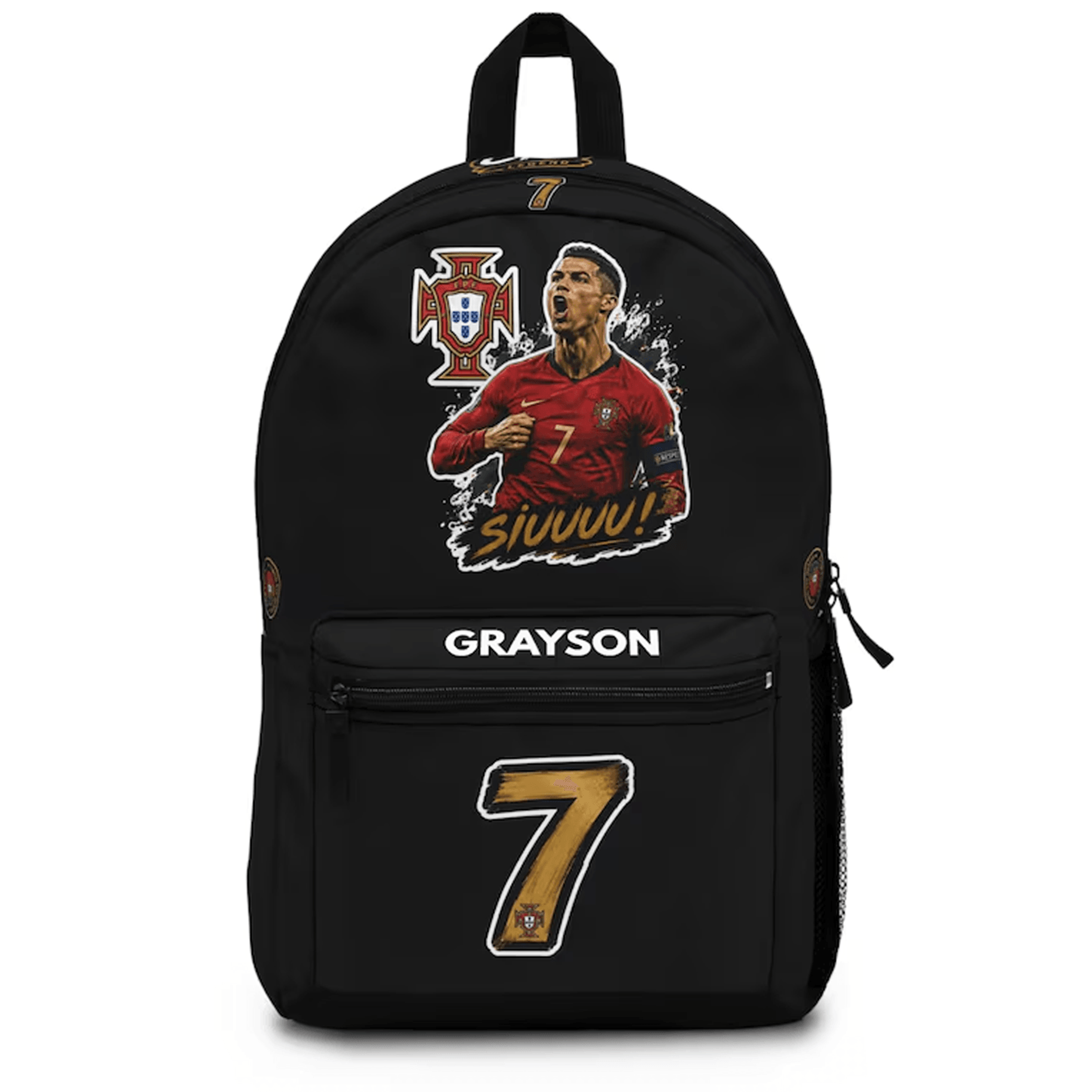 personalized ronaldo backpack, custom name cr7 soccer school bag, football sports backpack, gift for kids & teens