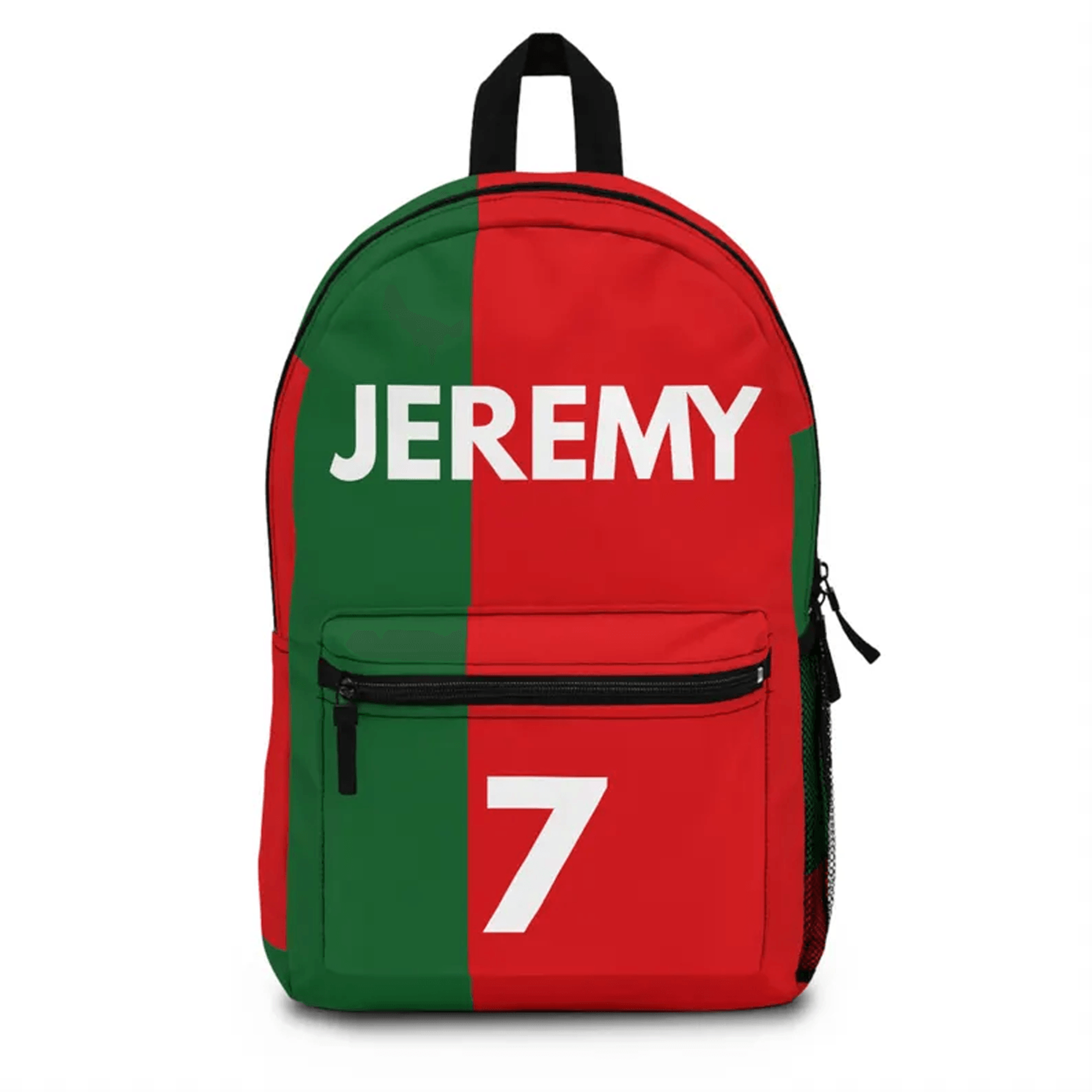 personalized portugal soccer backpack, custom name & number football school bag, kids & teen soccer player gift