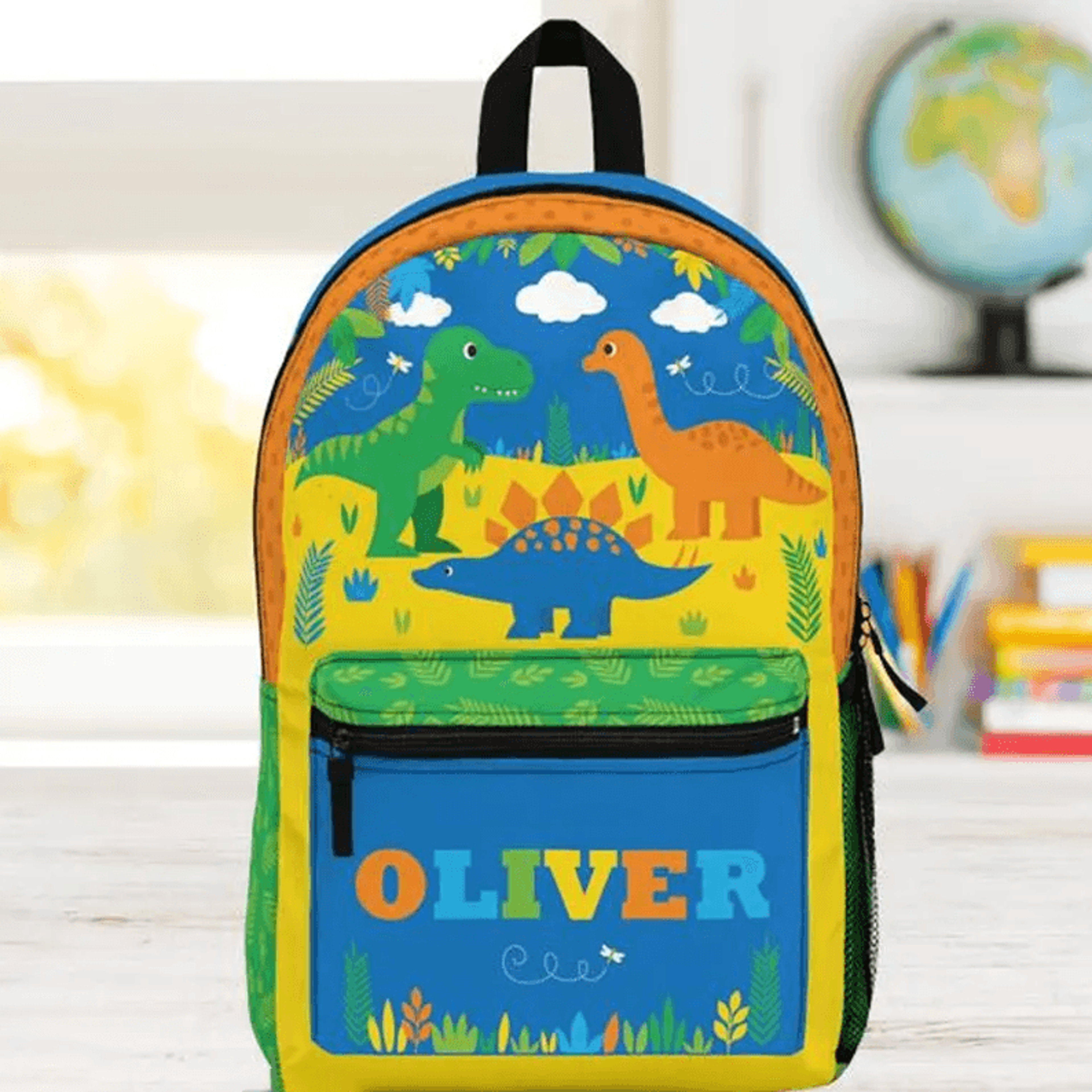 personalized dinosaur backpack, custom name t-rex school bag, kids back to school bookbag, dinosaur gift for boys