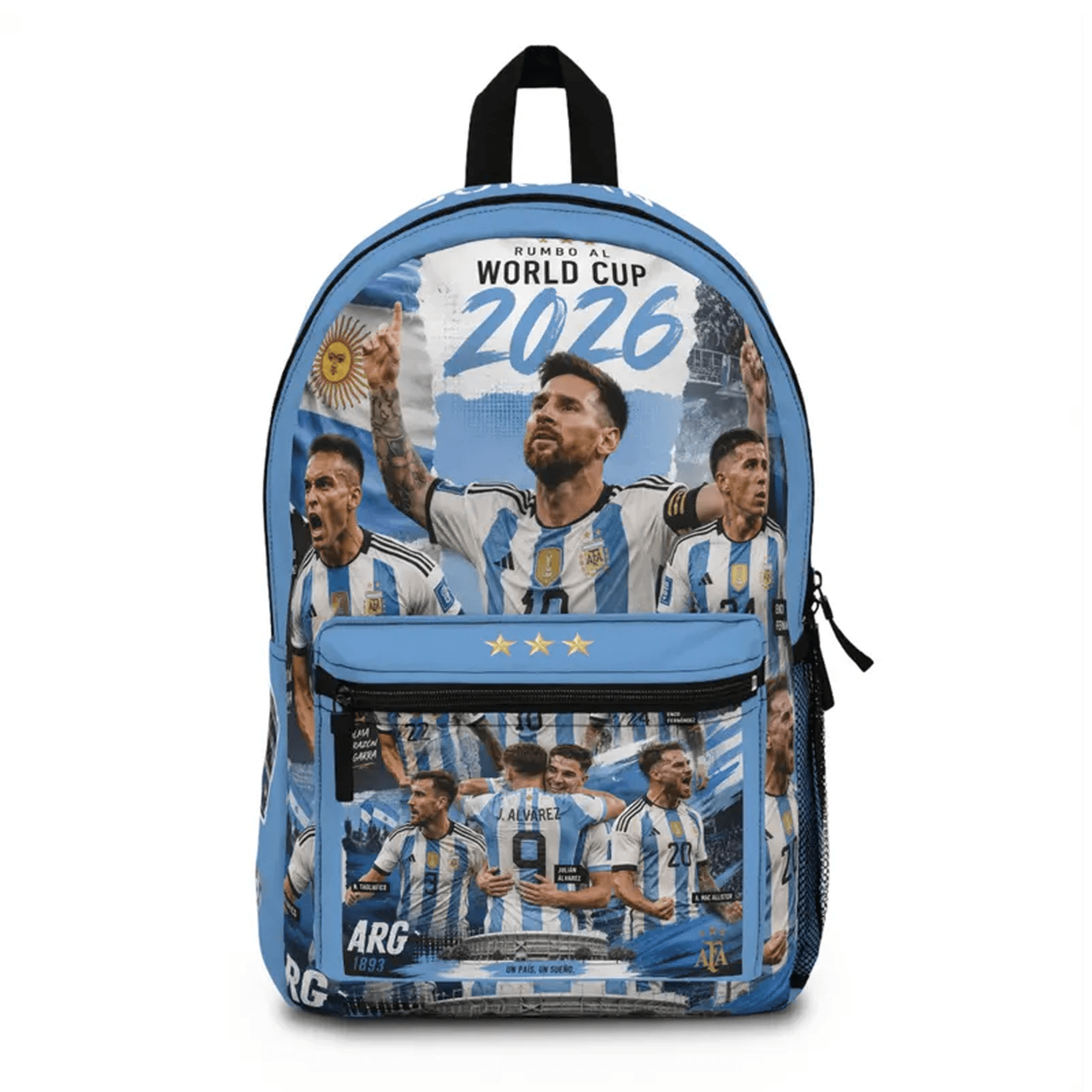 personalized messi argentina backpack, custom name soccer school bag, world cup 2026 football backpack for kids & teens