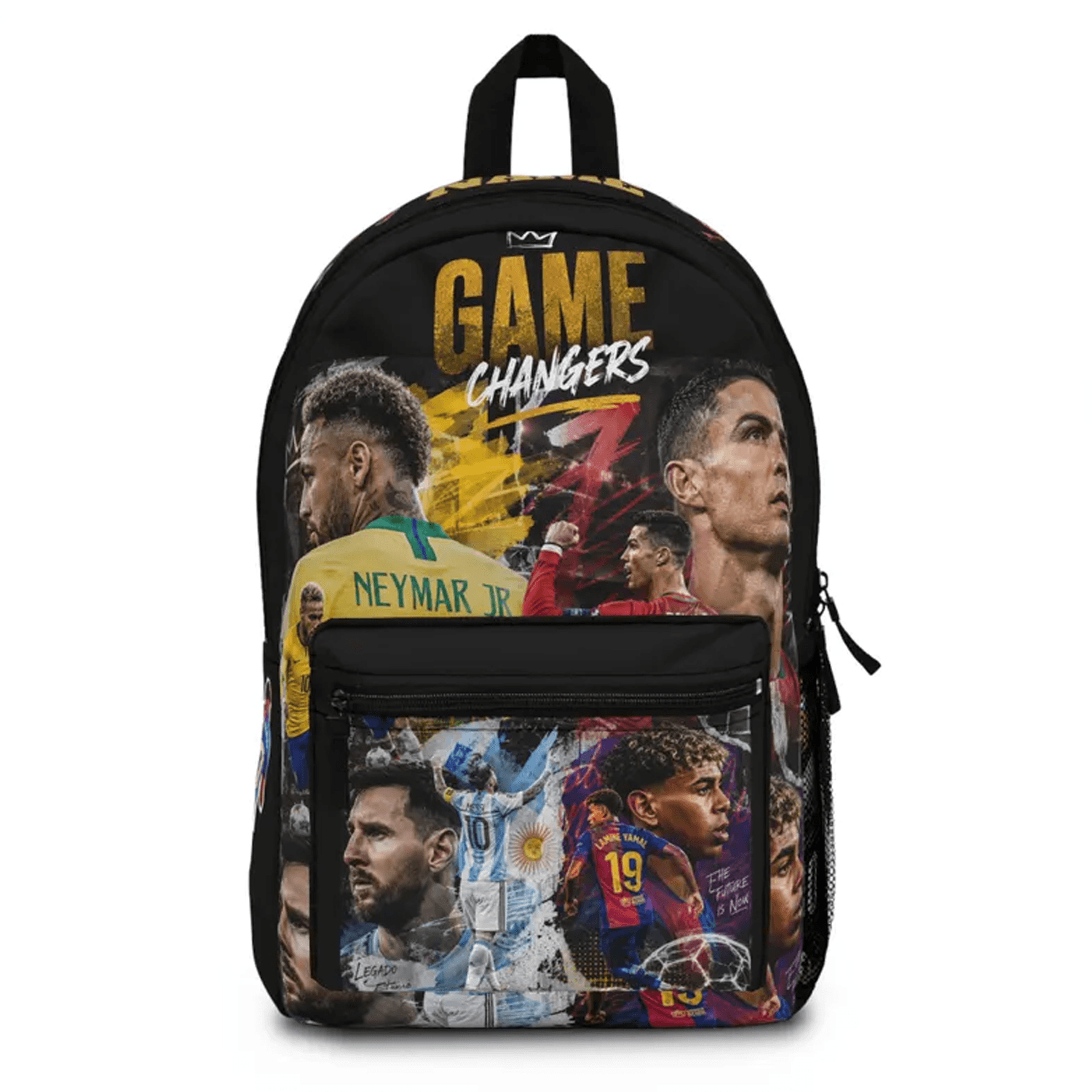 personalized soccer stars backpack, lamine yamal ronaldo neymar messi football school bag, custom name gift for kids & t