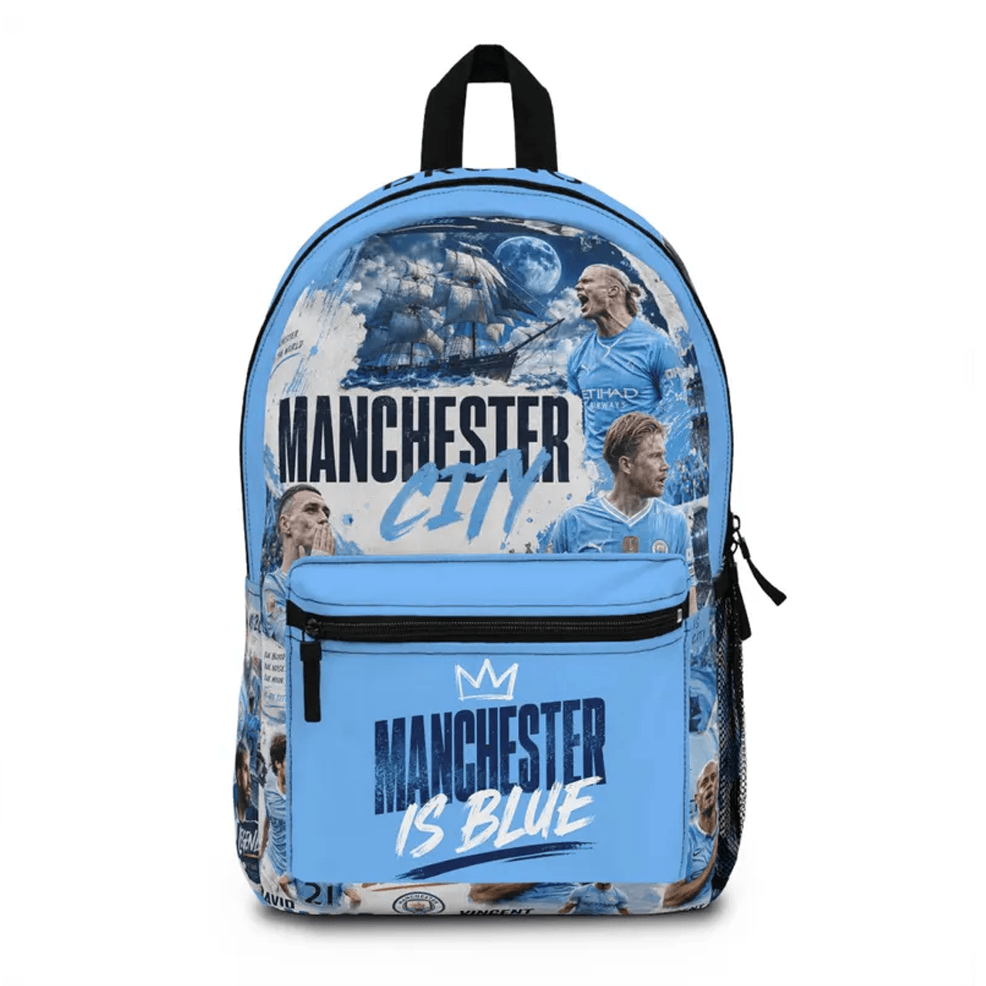 personalized manchester city backpack, custom name soccer school bag, football backpack, back to school gift for kids &