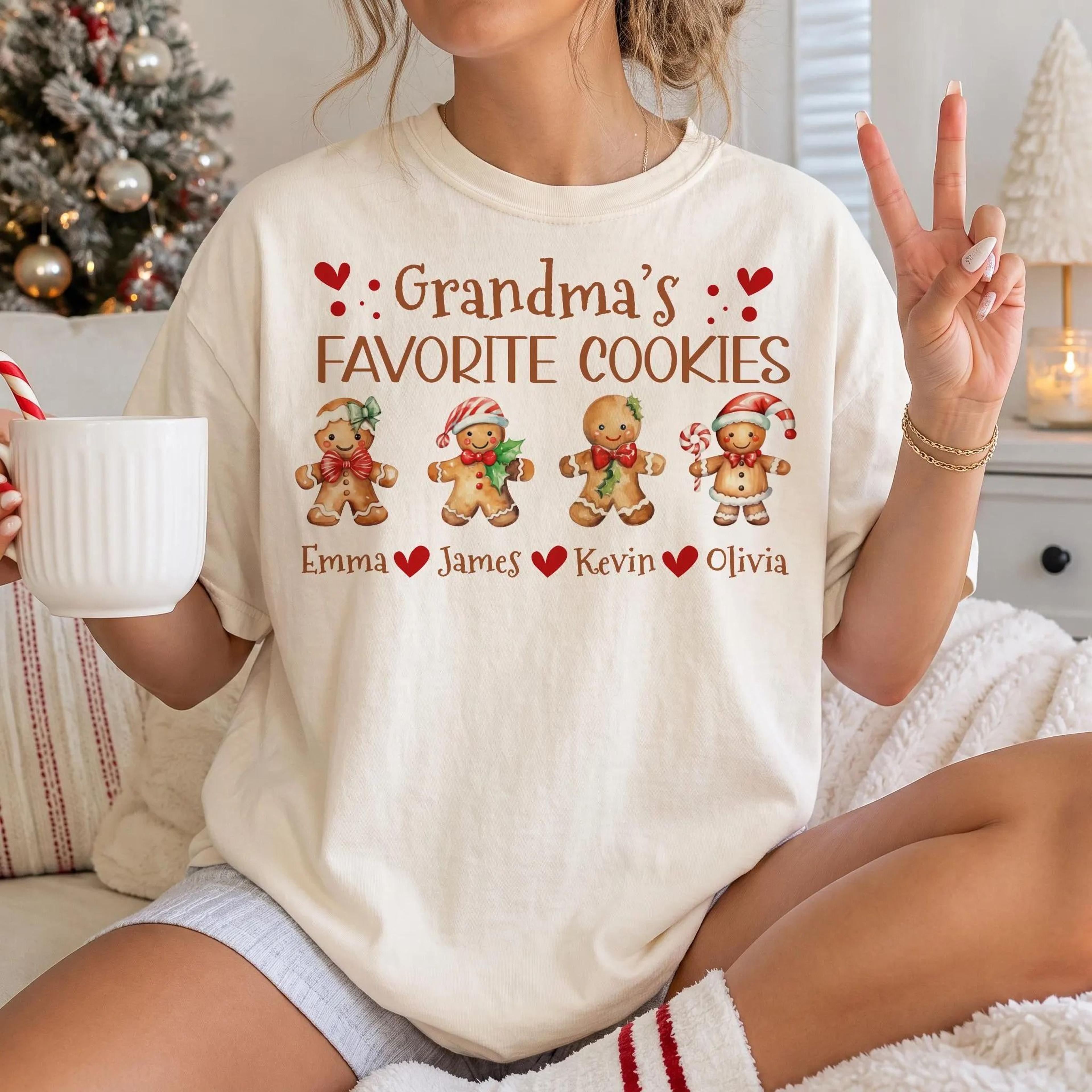grandmas favorite cookies shirt custom name christmas tee family matching holiday gift youth sweatshirt