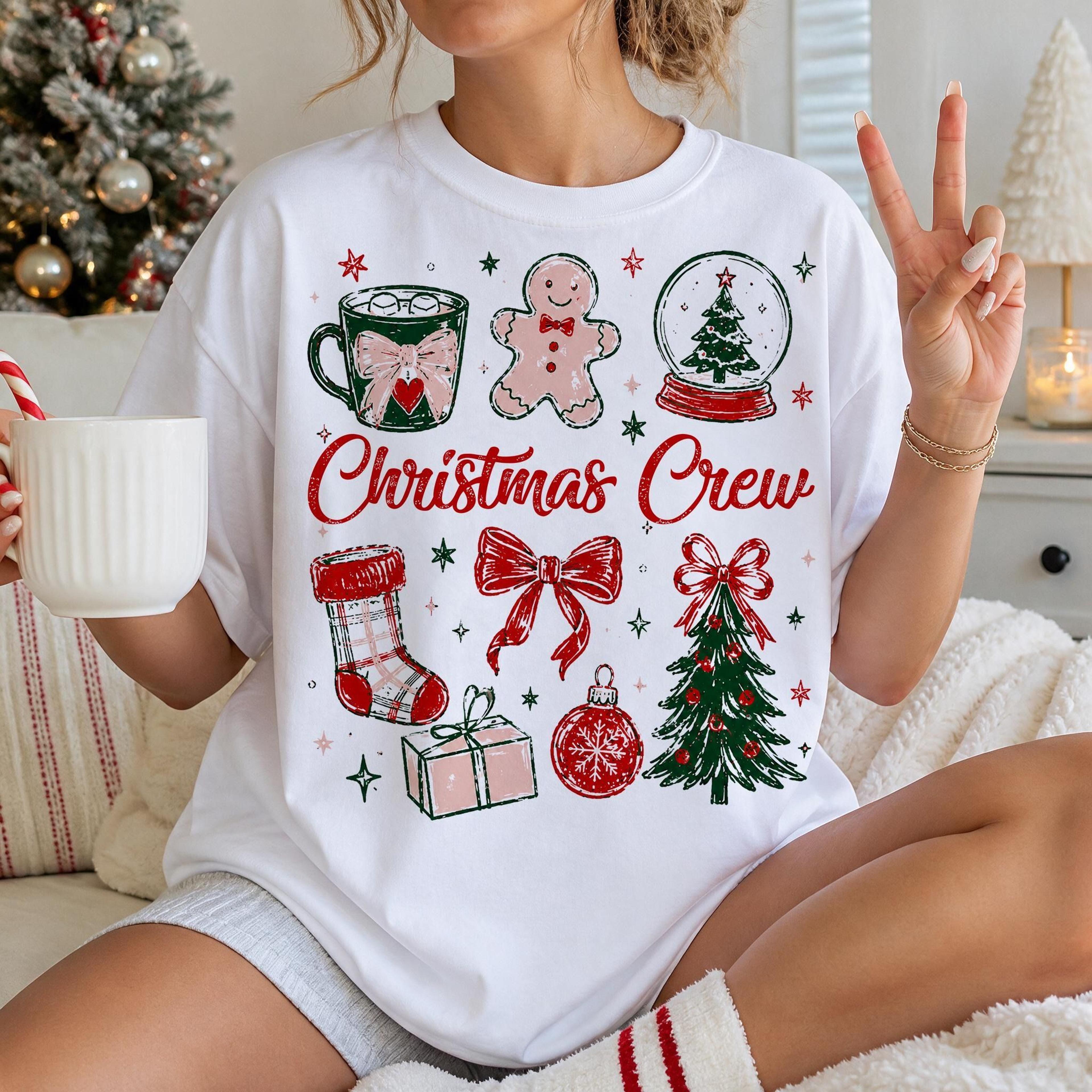 christmas crew shirt holiday family matching tee cute xmas graphic sweatshirt festive gift for women kids