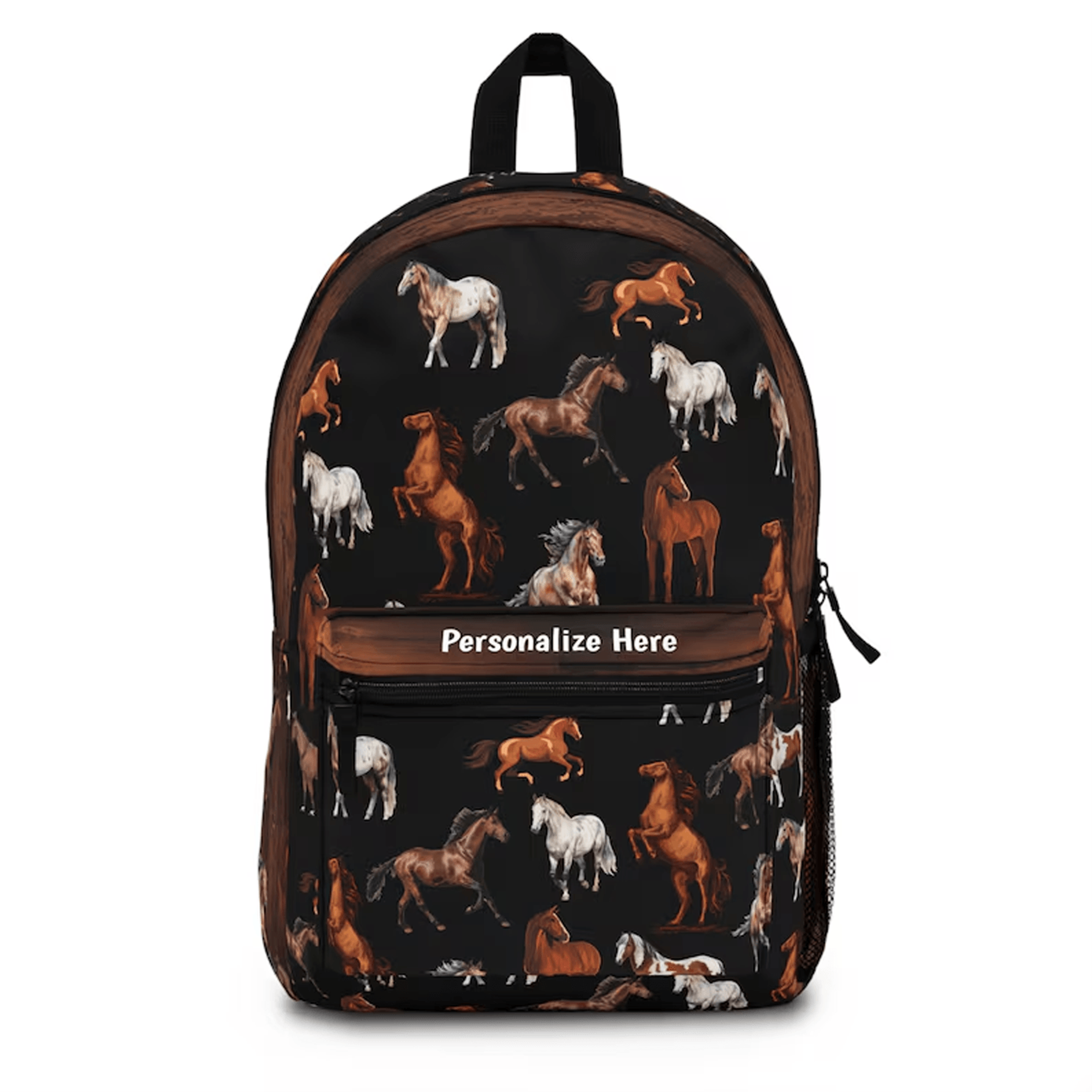 personalized horse backpack for girls, custom name kids school bag, horse lover bookbag, equestrian back to school gift