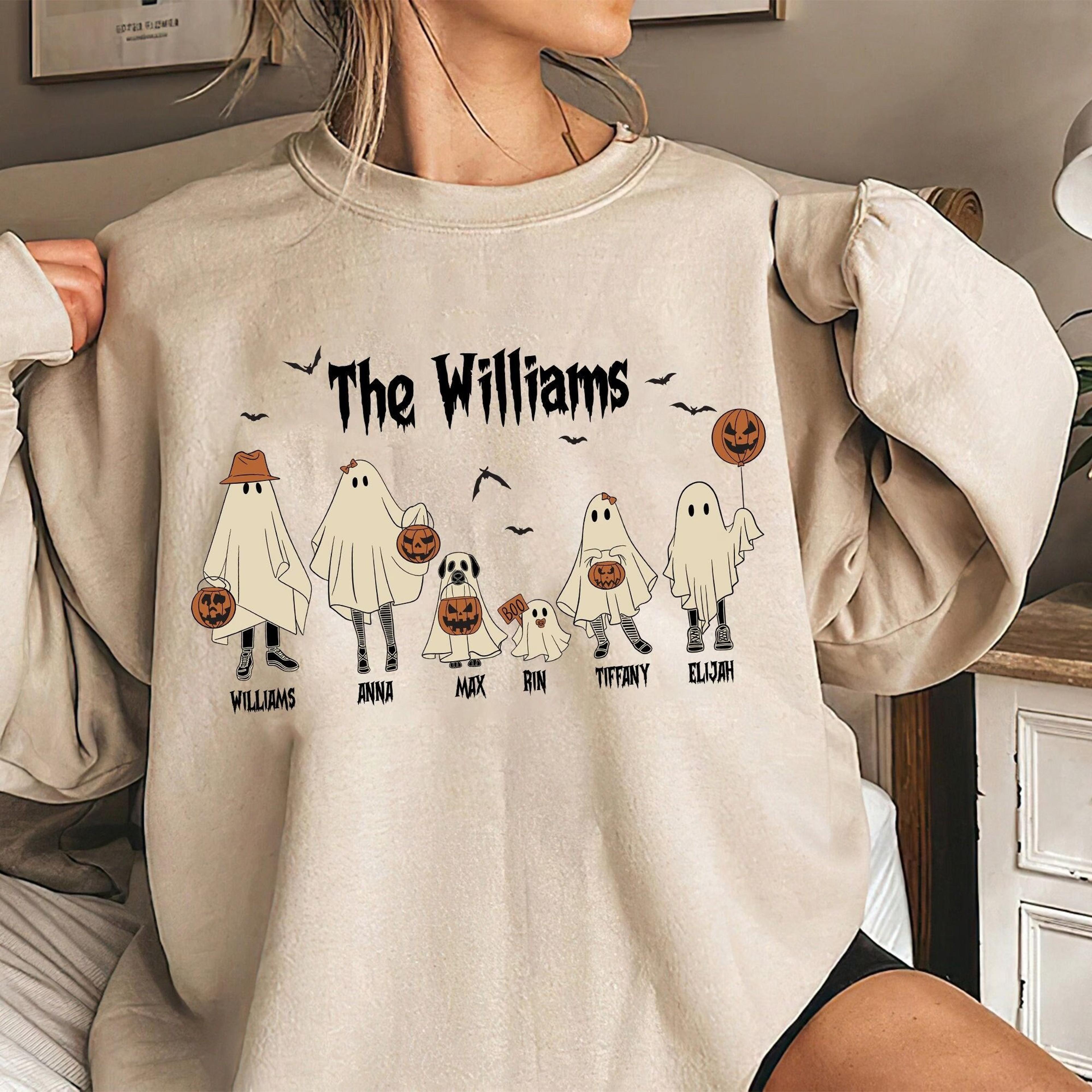 personalized halloween family shirt custom name ghost shirt matching family tee spooky season sweatshirt