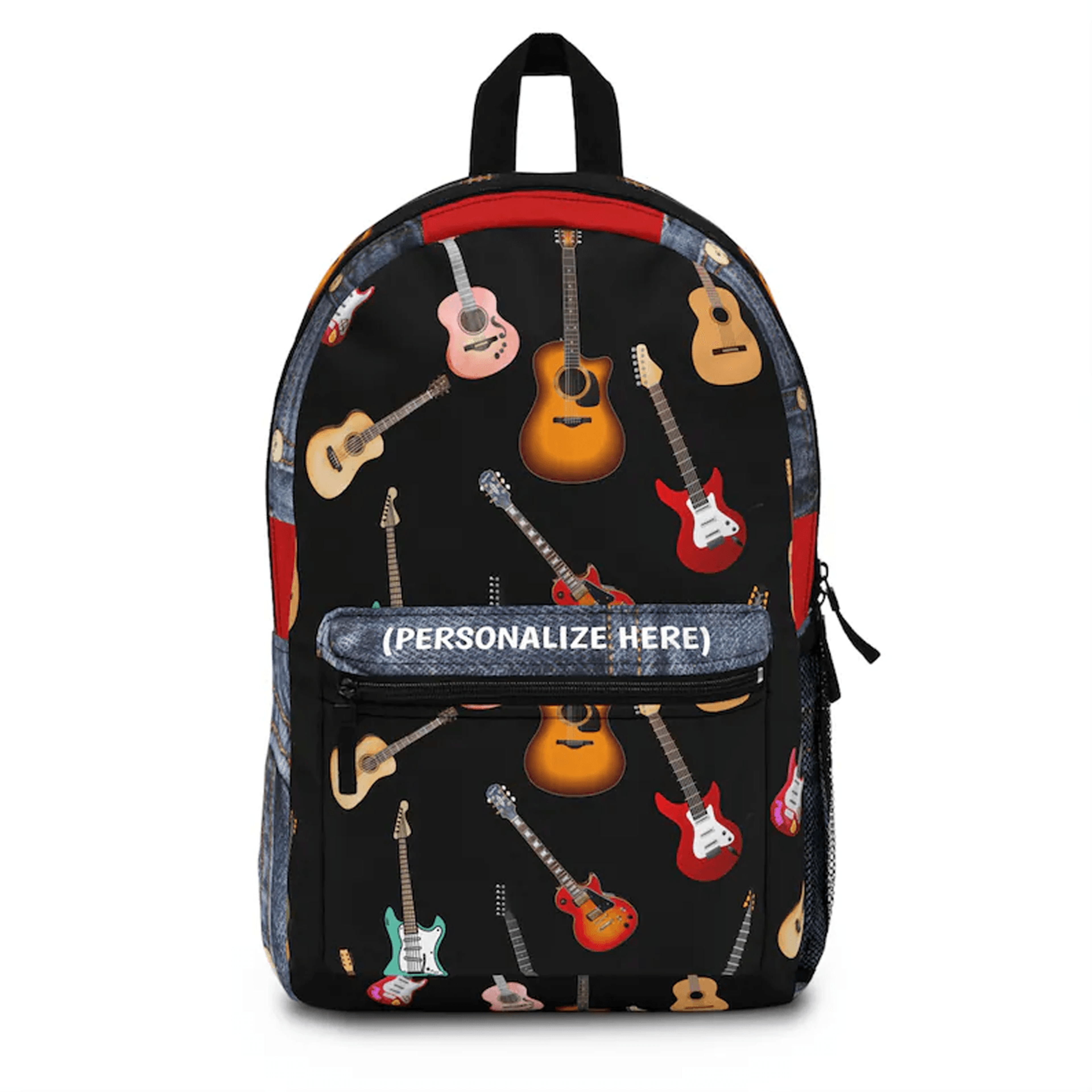 personalized guitar backpack for kids, custom name music school bag, guitar player bookbag, music lover back to school g