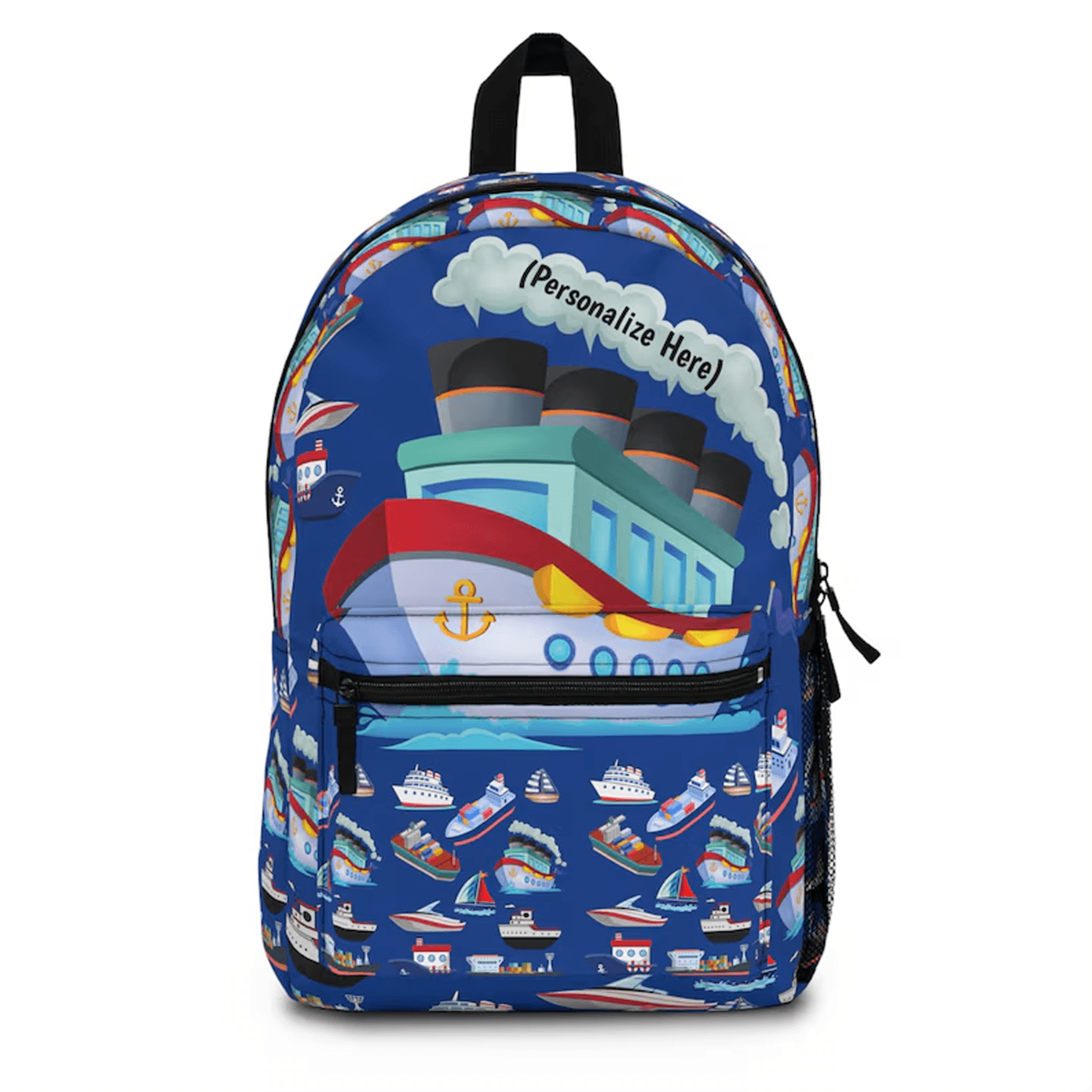 personalized boat backpack for boys, custom name ship school bag, nautical kids bookbag, ocean lover back to school gift