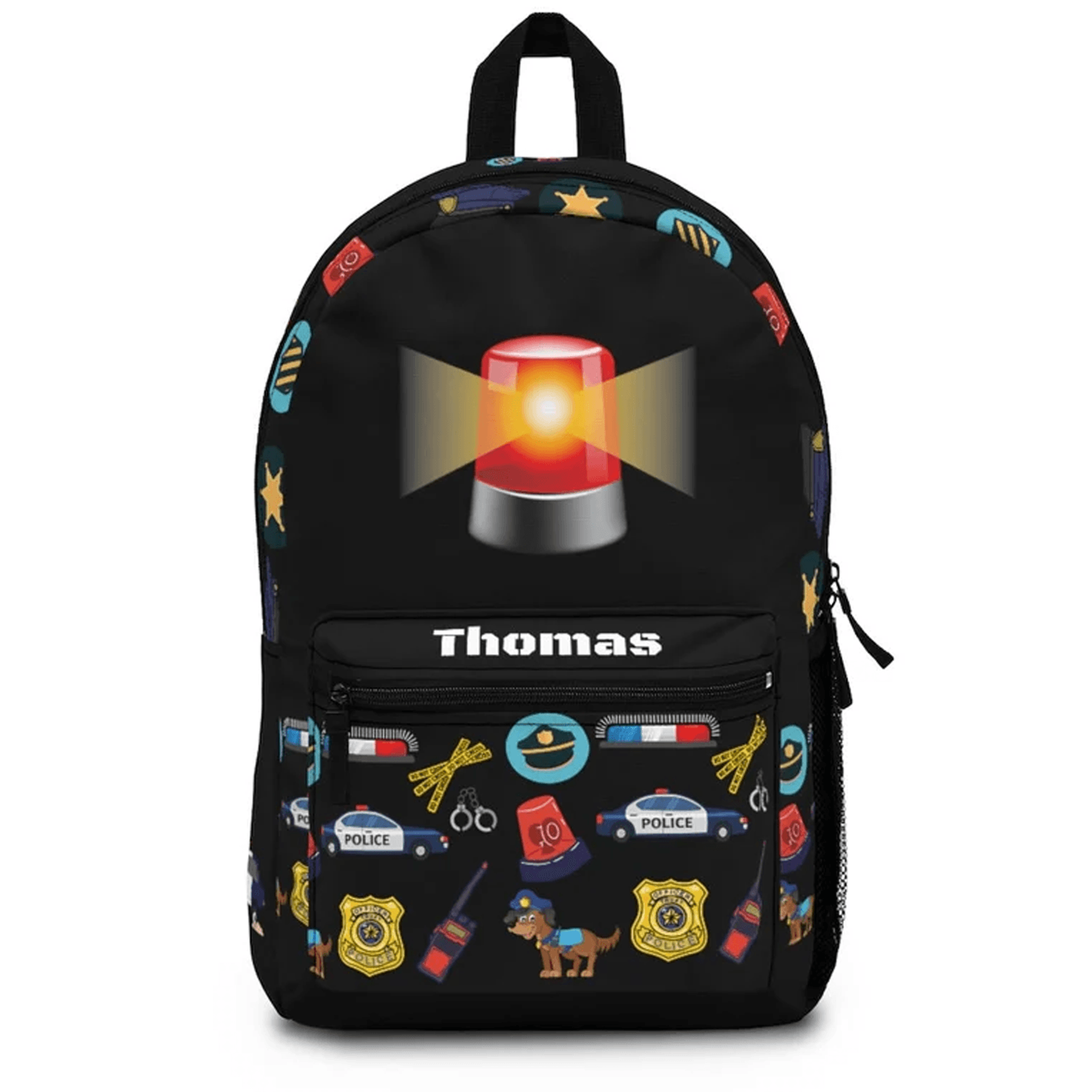 personalized police backpack for kids, custom name policeman school bag, waterproof bookbag, back to school gift for boy