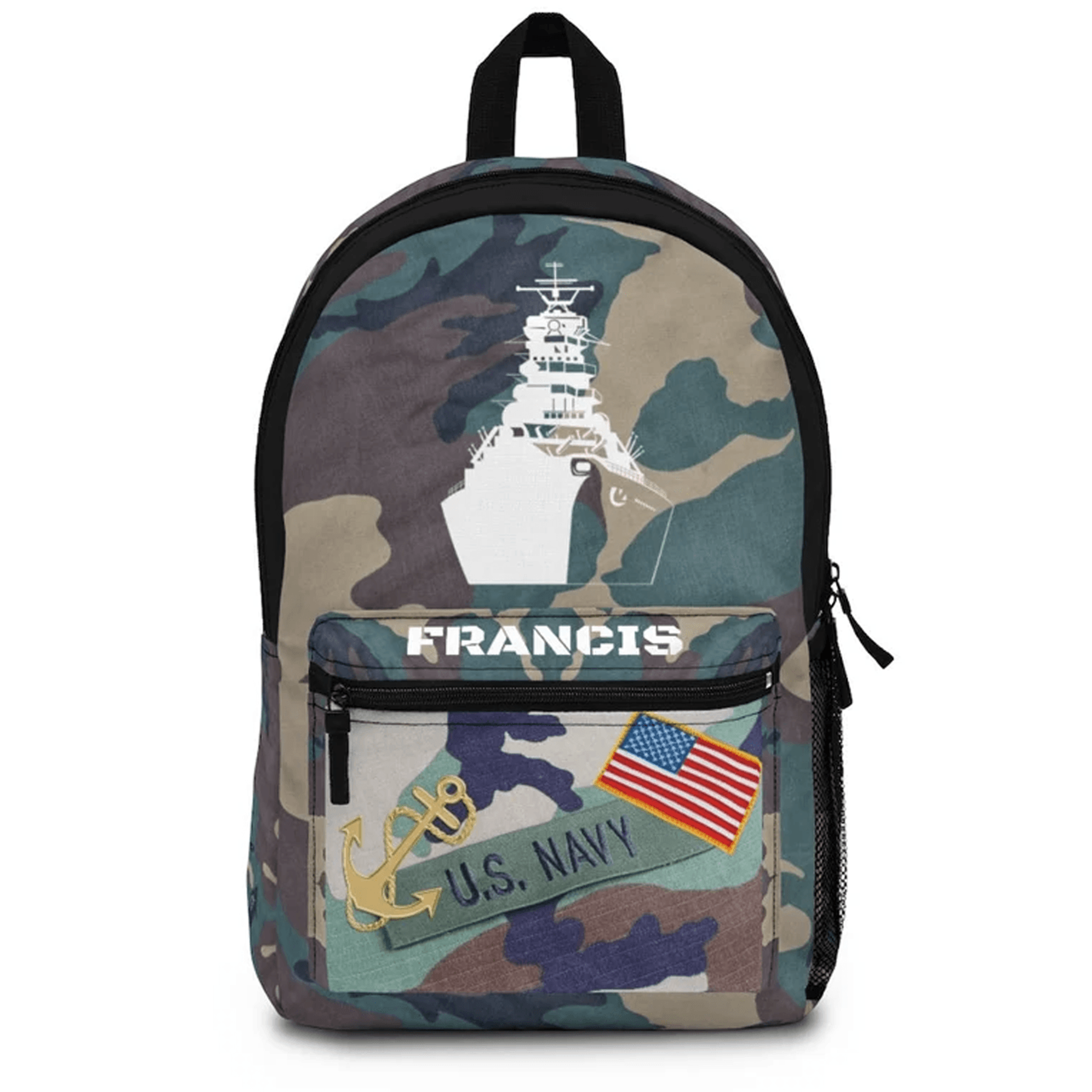 personalized us navy backpack for kids, custom name military school bag, naval bookbag for boys, navy gift for kids