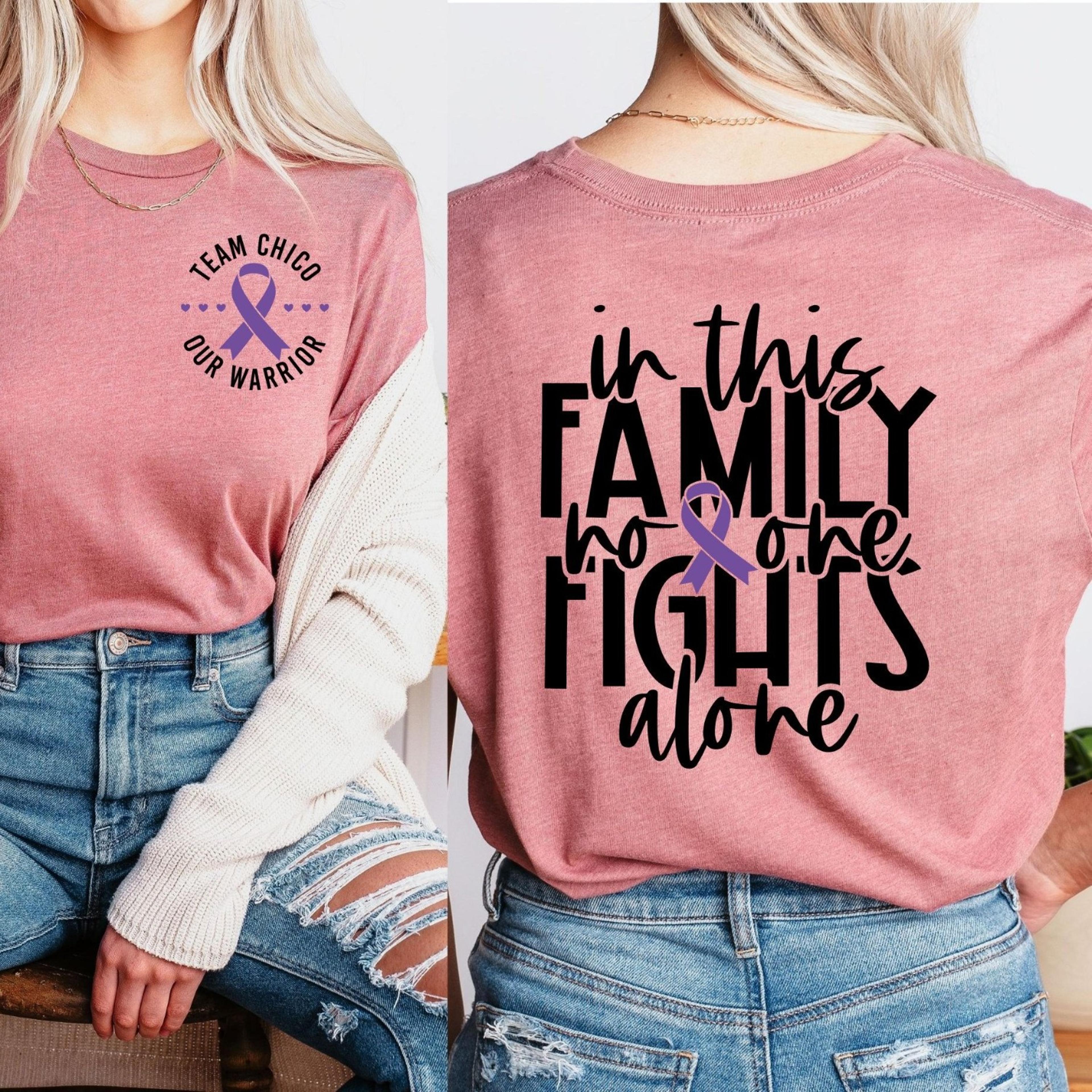 team warrior cancer awareness shirt, family support tee, in this family no one fights alone sweatshirt