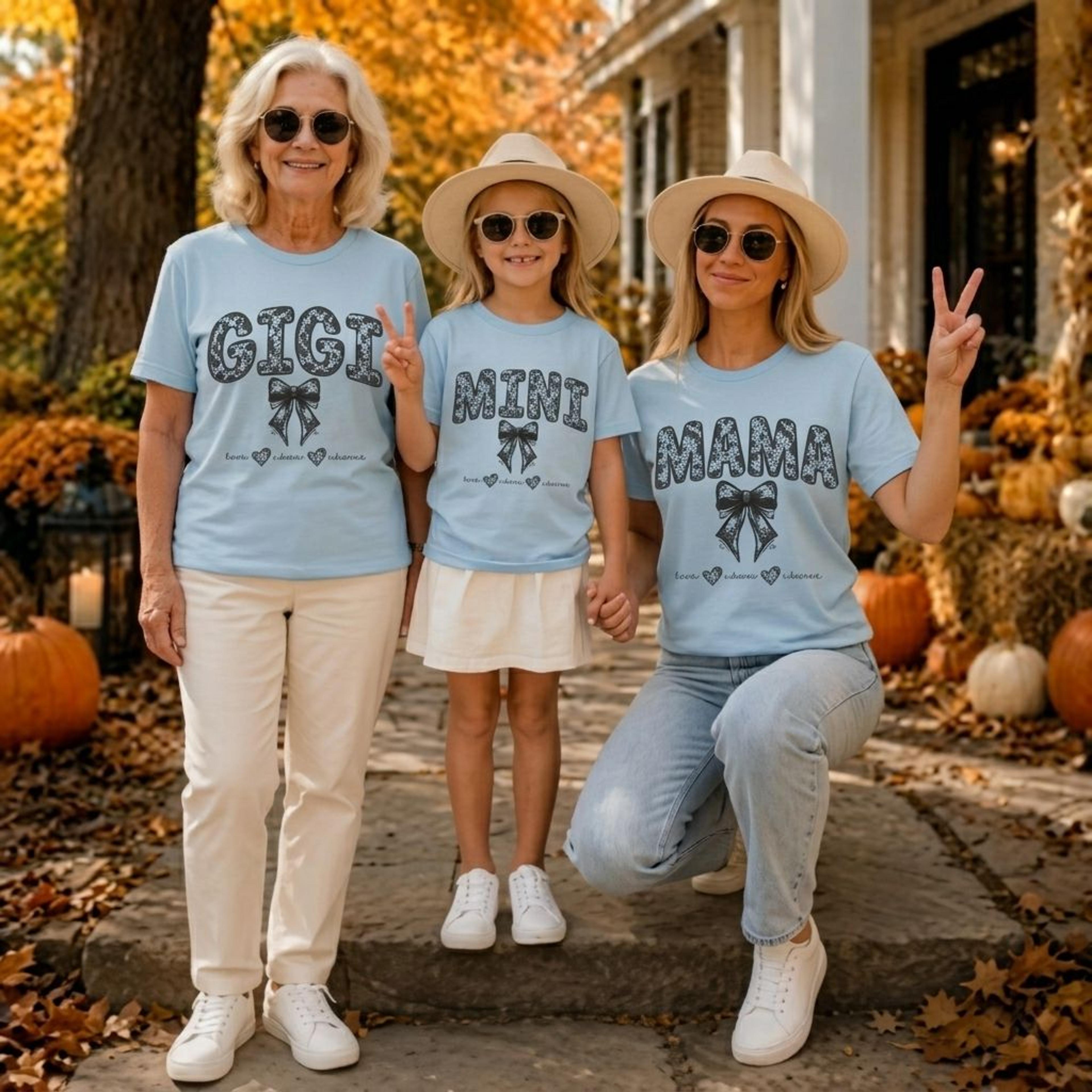 matching family halloween sweatshirts gigi mama mini, fall family outfit, custom name grandma mom kids set