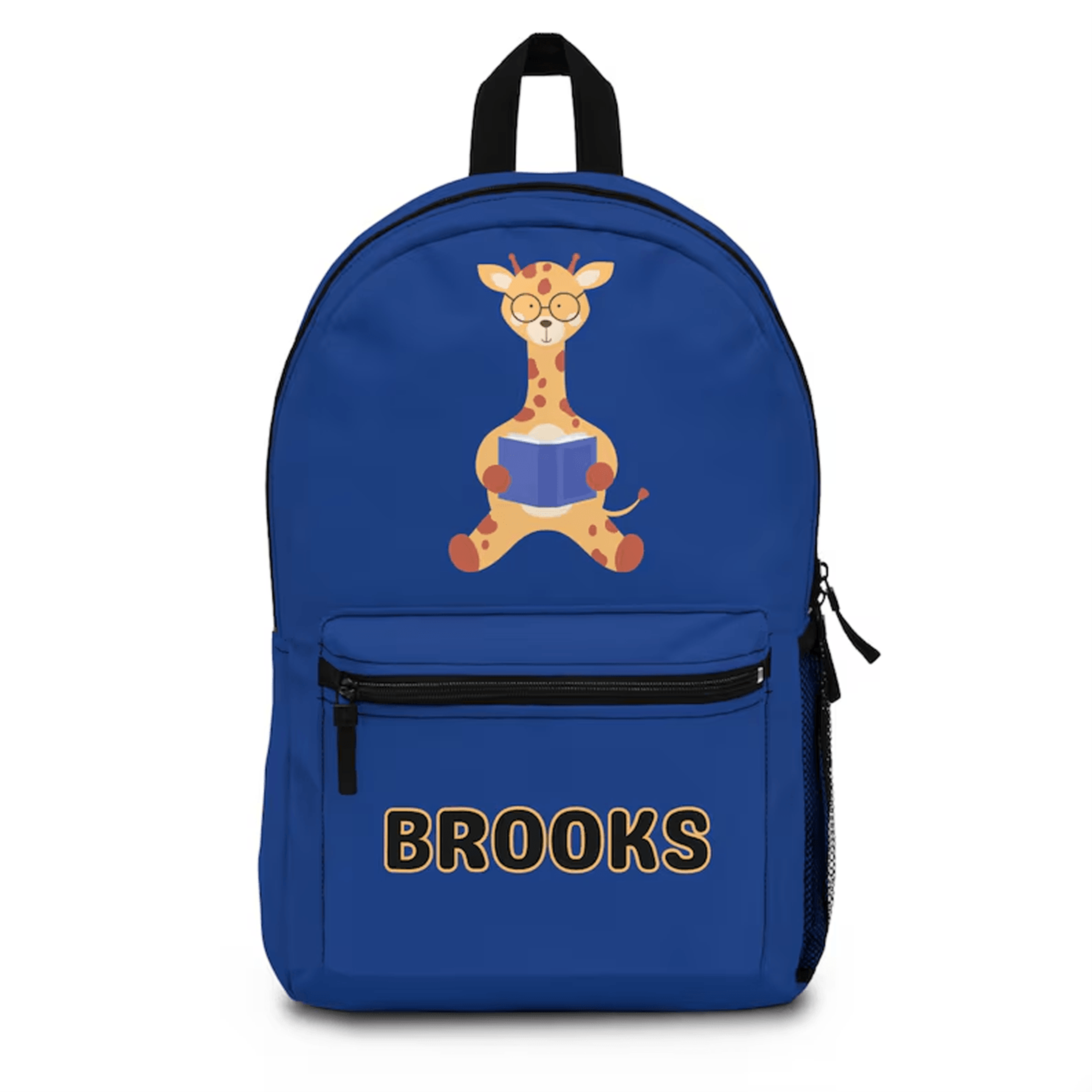 personalized giraffe backpack for kids, custom name safari school bag, cute animal bookbag
