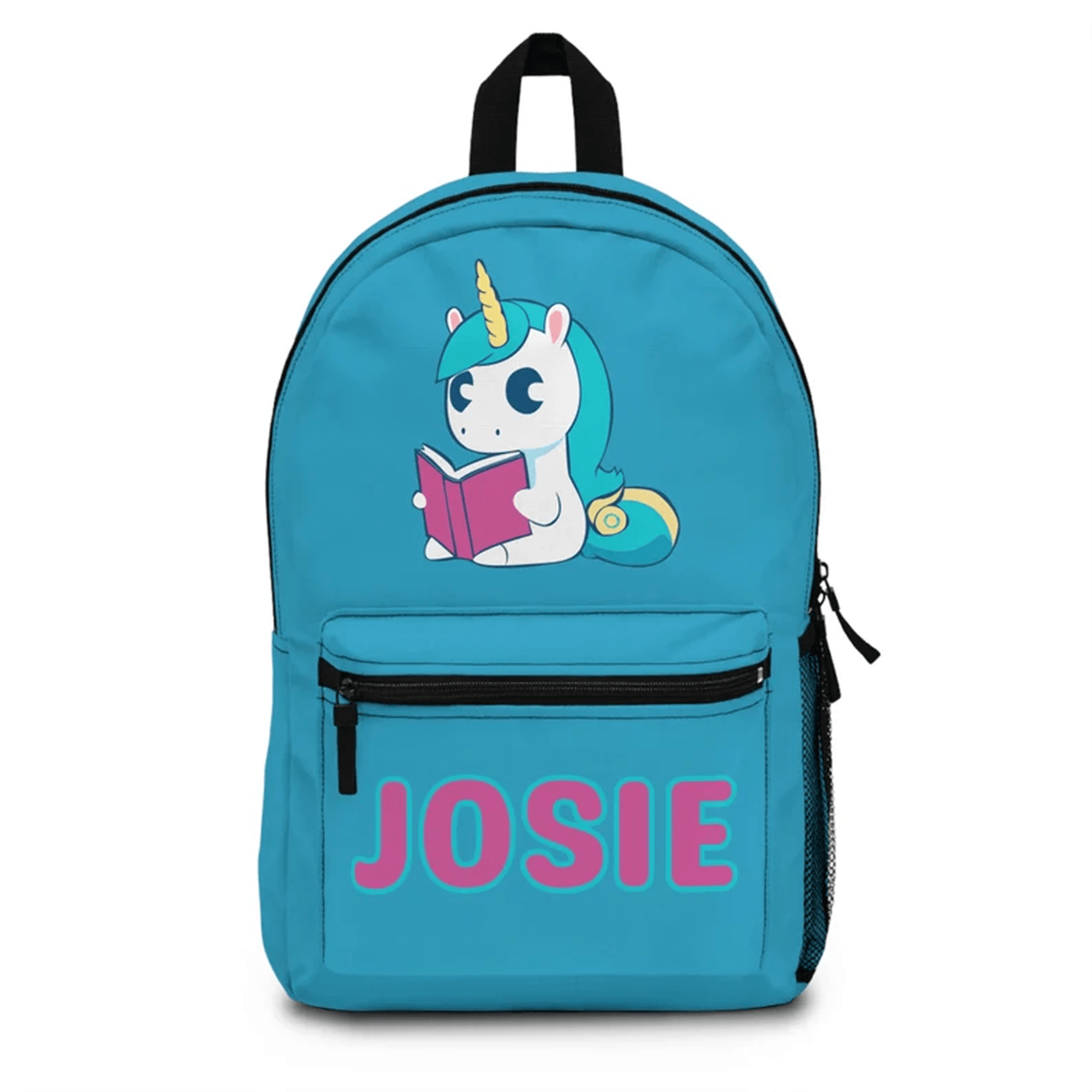 magical unicorn reading backpack for kids, custom name school bookbag, waterproof personalized gift for young readers