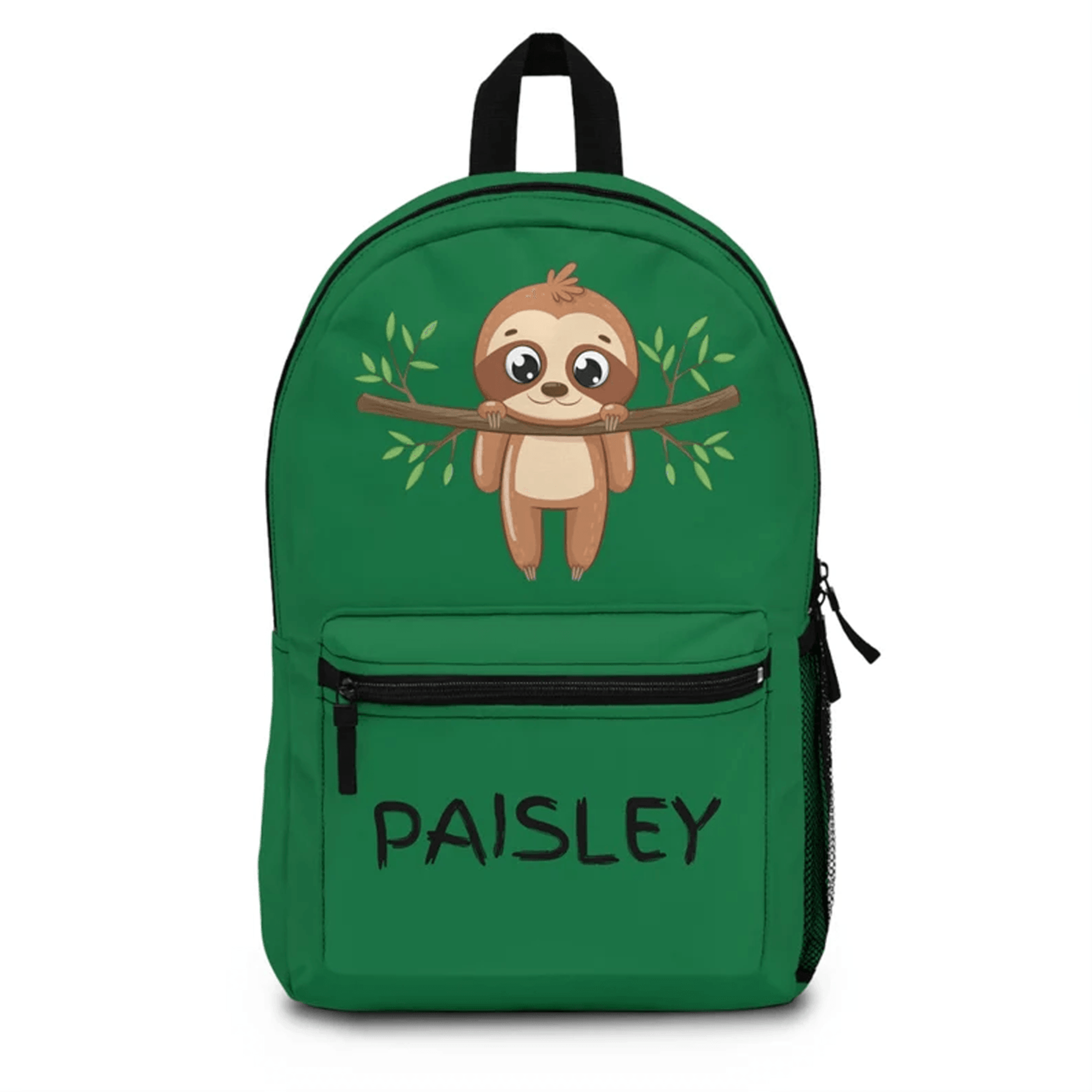 personalized sloth school backpack, custom name kids bookbag, waterproof animal bag, cute sloth lover gift for school