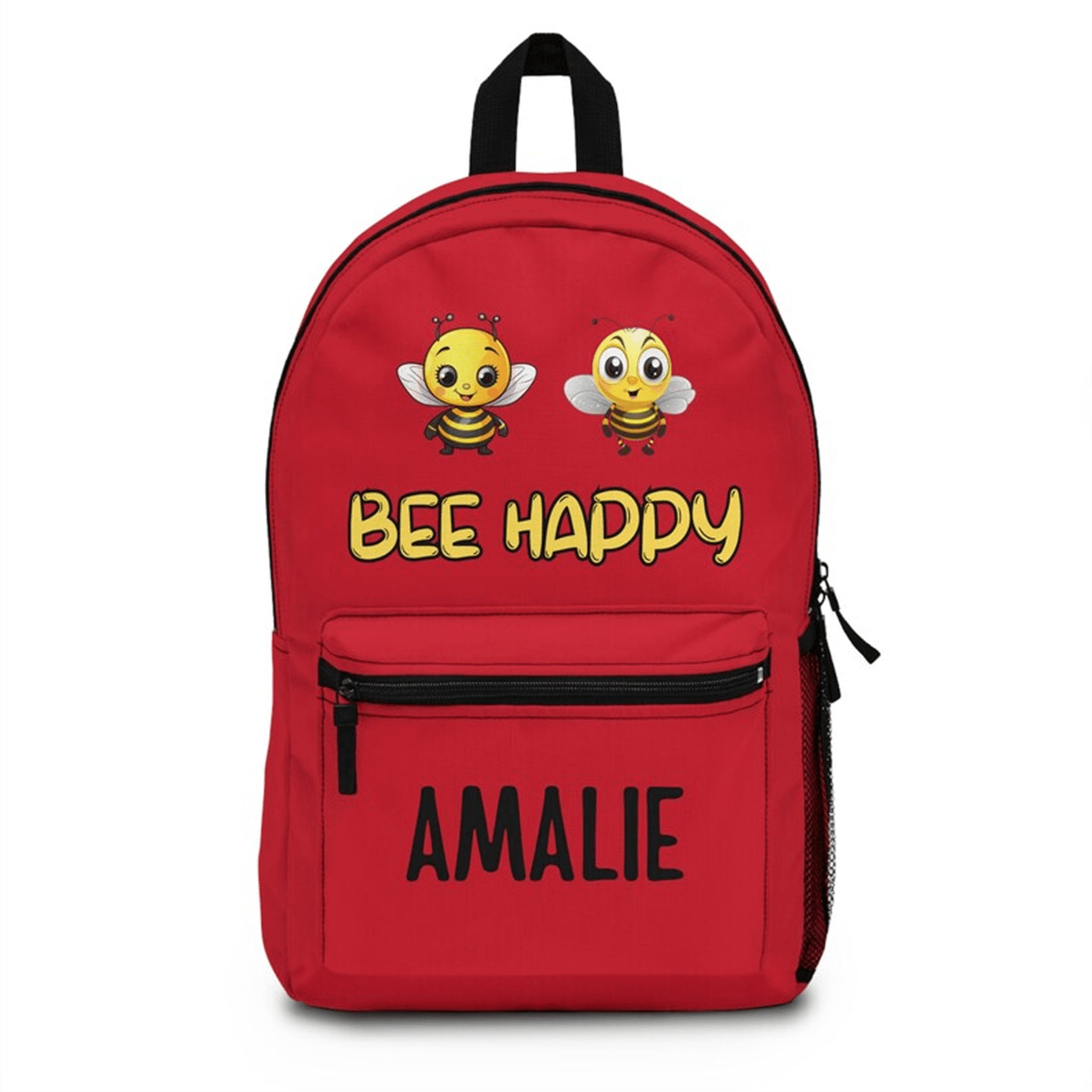 buzzing bee school backpack for kids, custom name honeybee bookbag, personalized nature bag, cute birthday gift