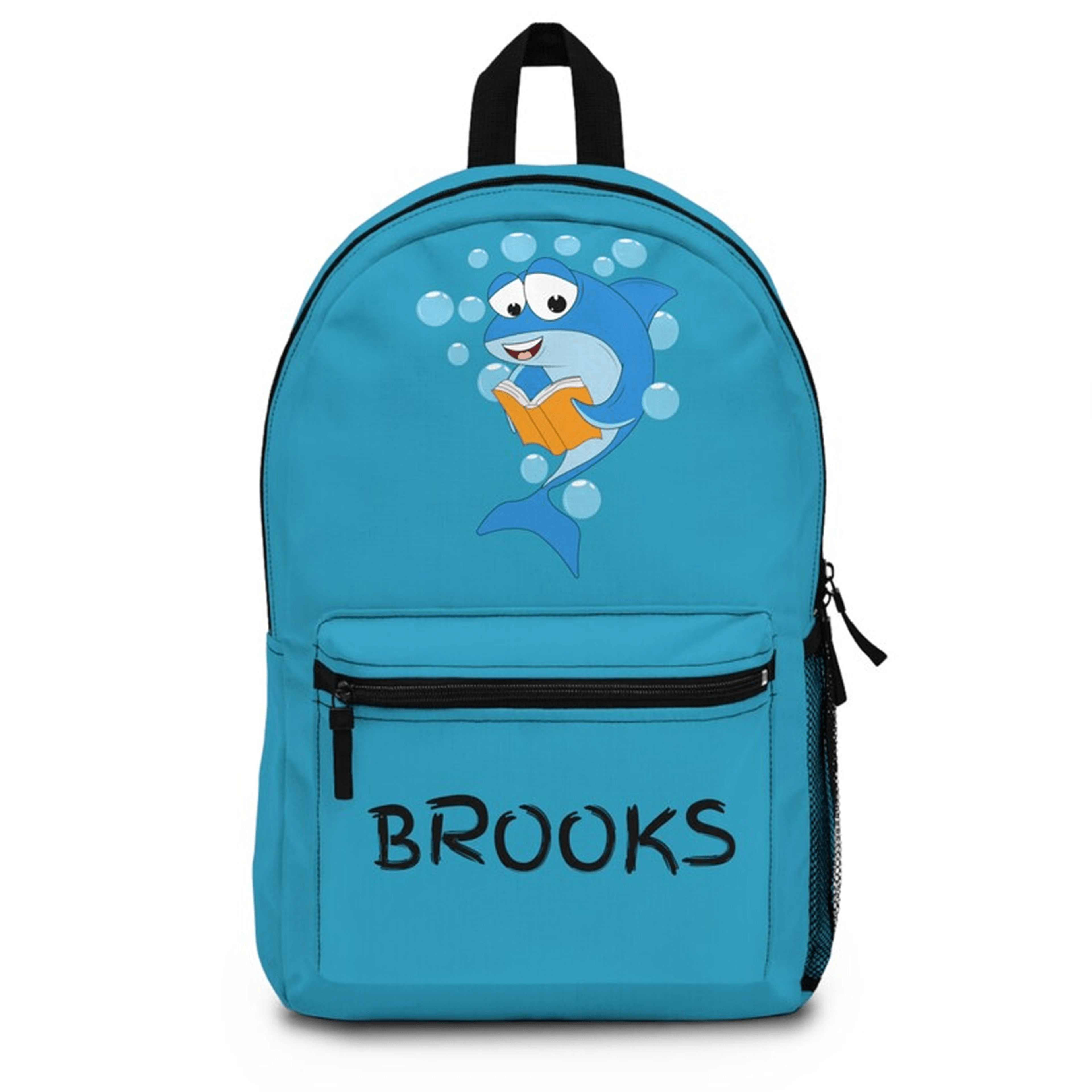 personalized shark backpack for kids, custom name ocean school bag, waterproof sea life bookbag, shark lover gift