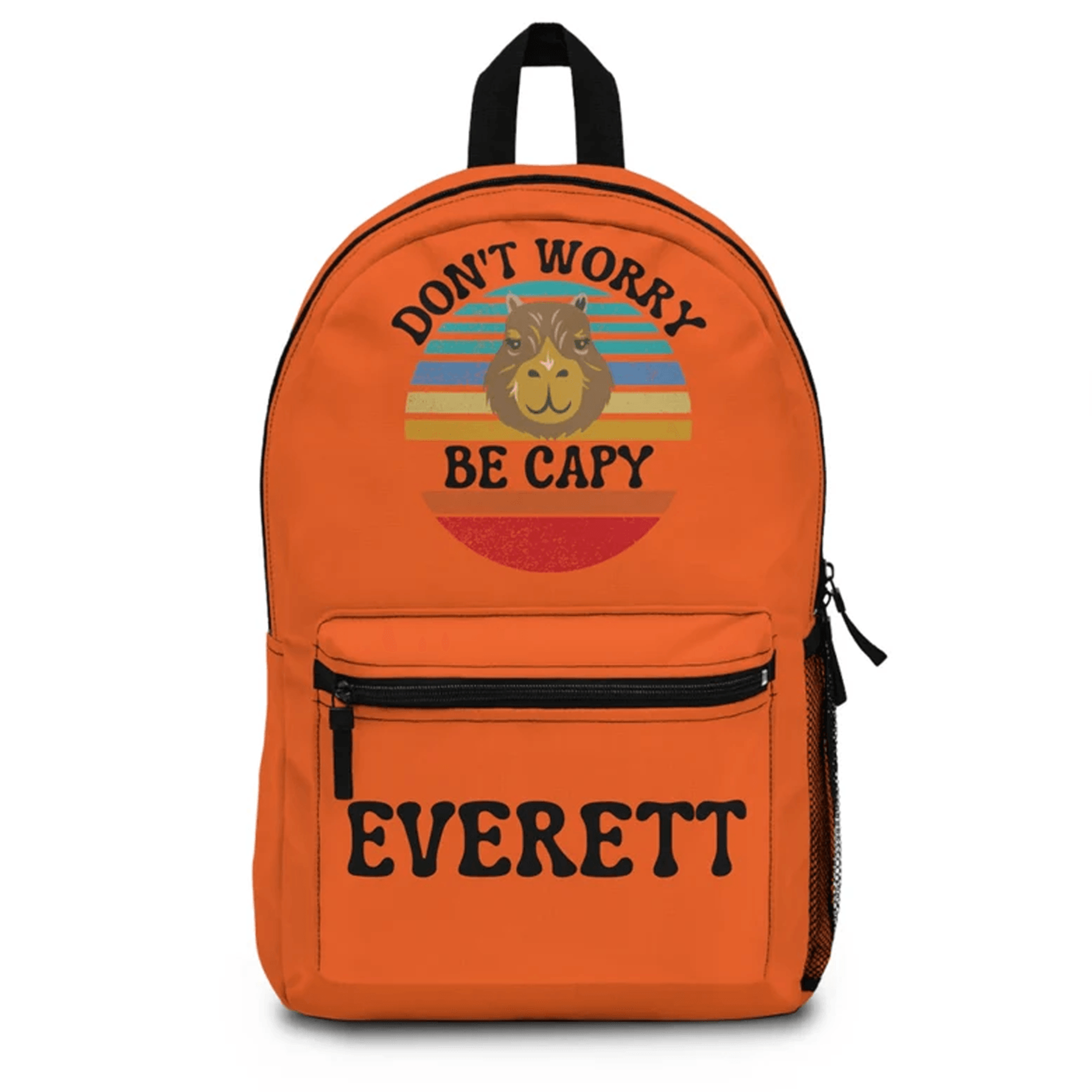 groovy capybara backpack for kids, personalized name retro school bag, cute animal bookbag, capybara lover gift