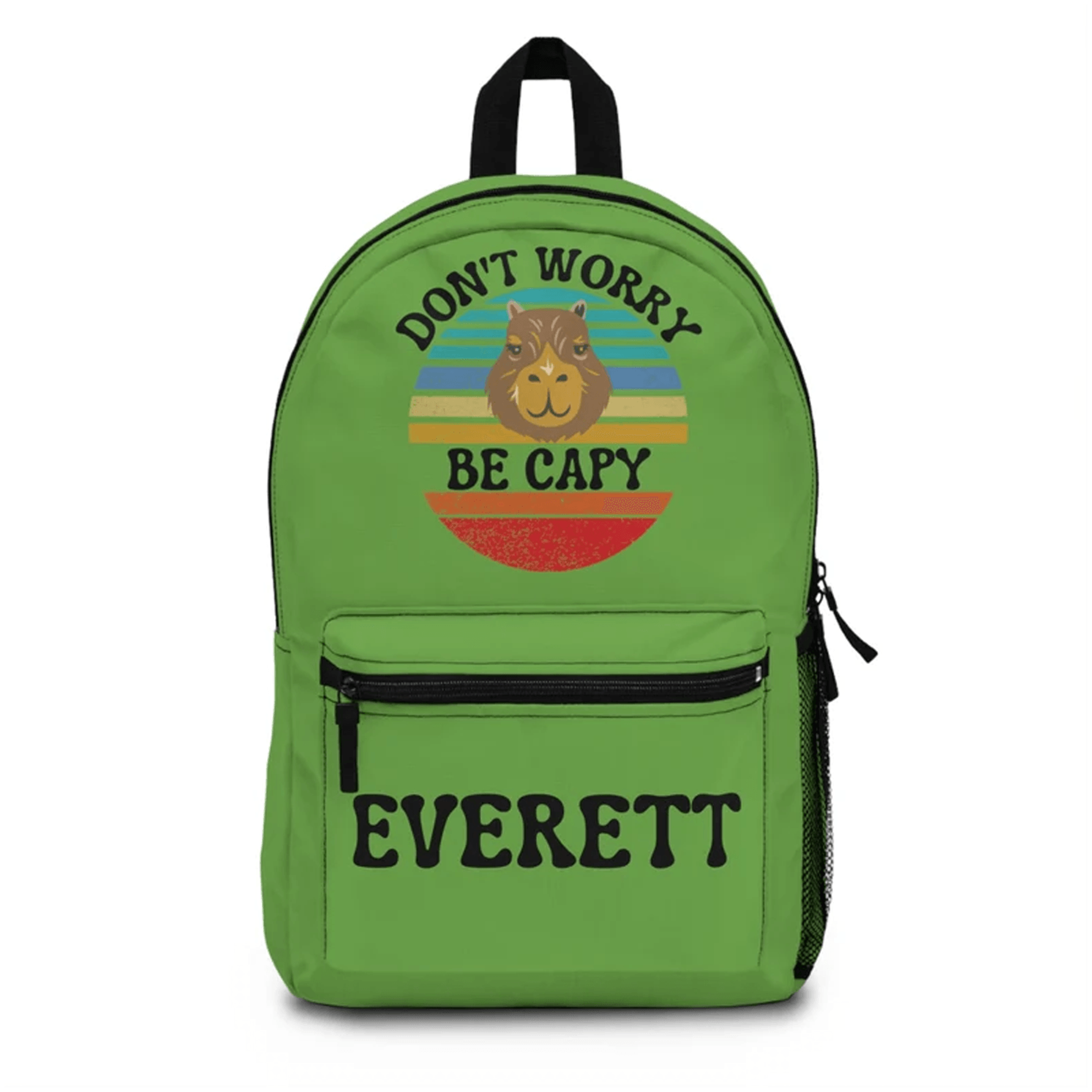 don't worry be capy backpack for kids, custom name retro school bag, personalized capybara bookbag, groovy gift
