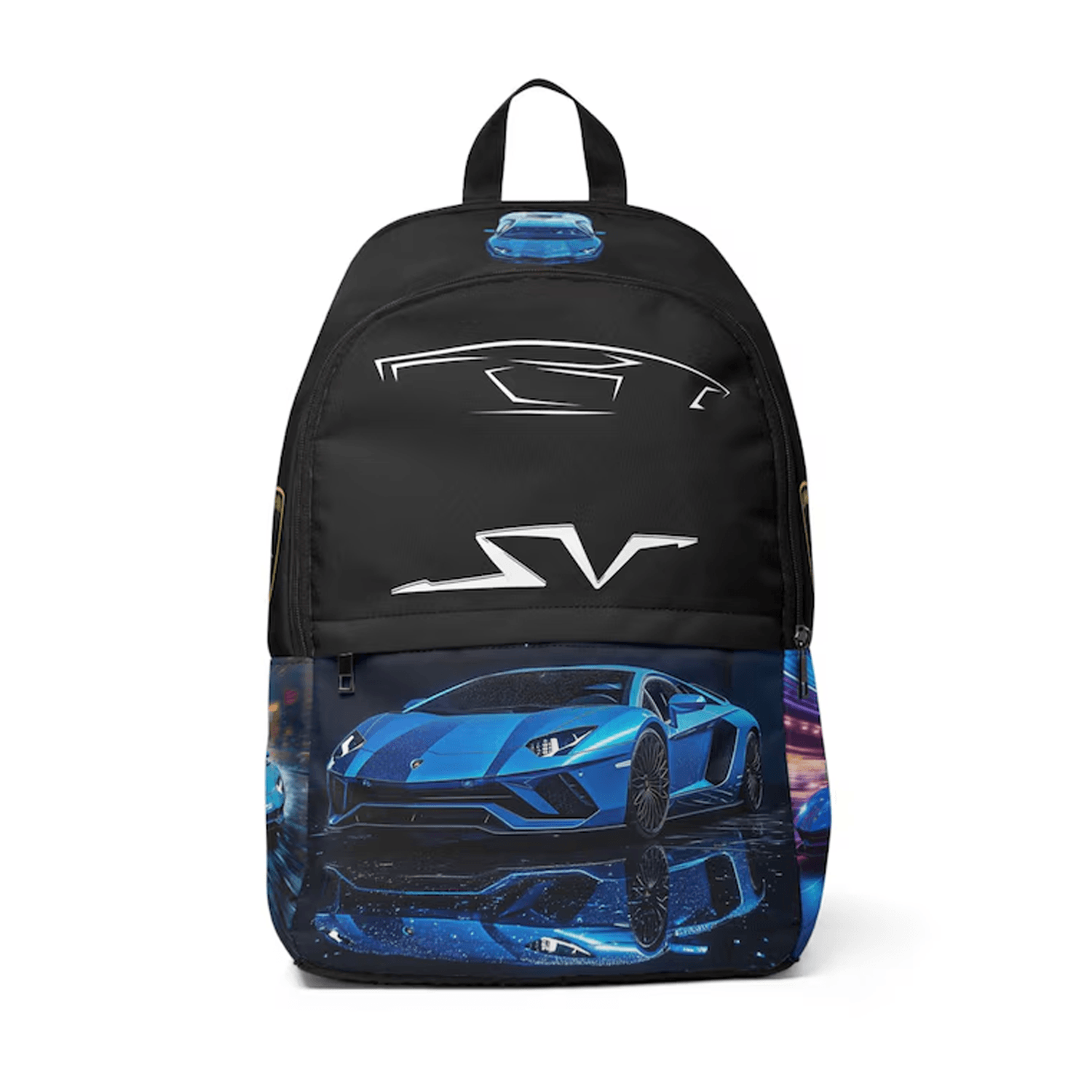 lamborghini inspired backpack, waterproof nylon school bag, lightweight travel laptop backpack for car lovers