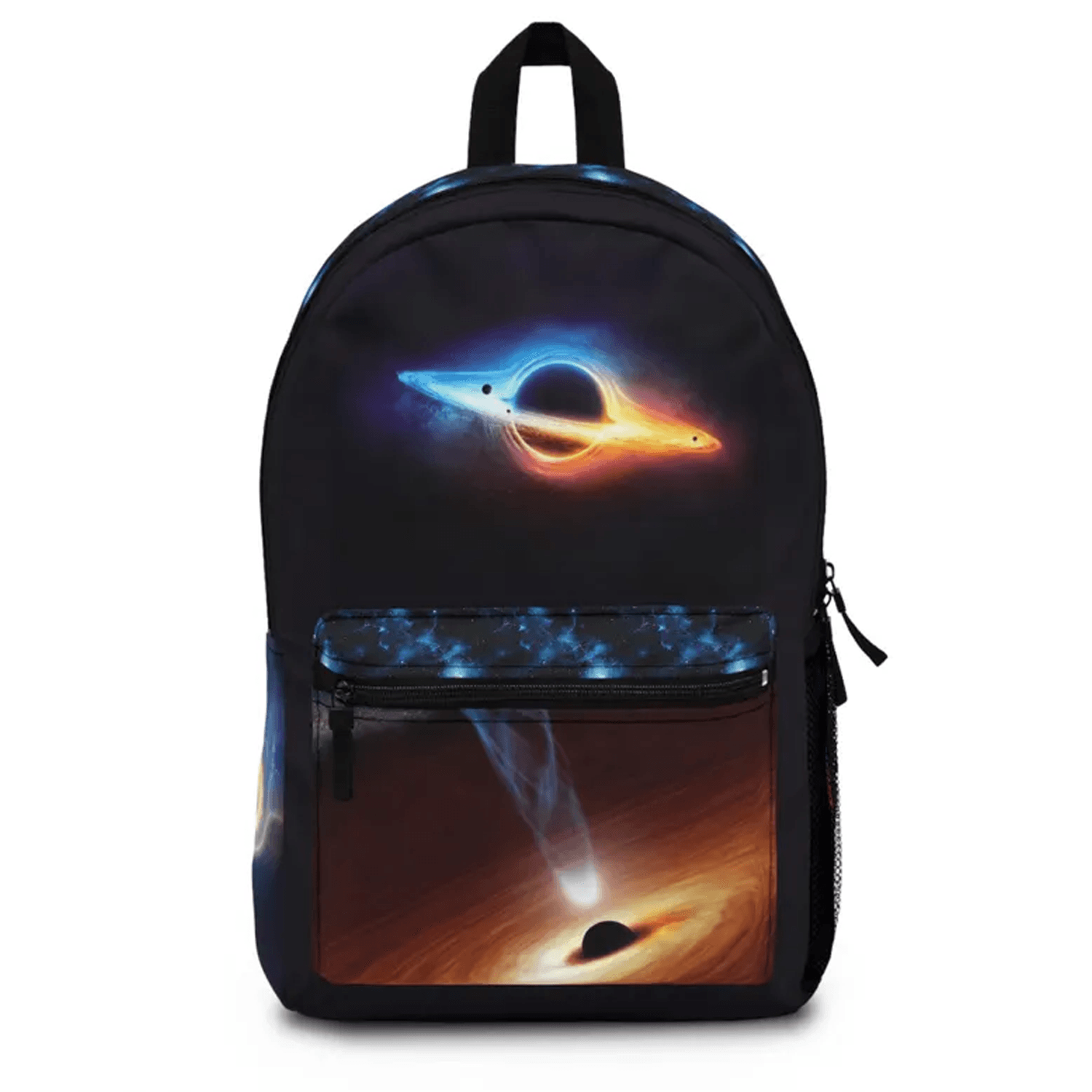 black hole galaxy backpack, space theme school rucksack, durable polyester travel bag, astronomy gift for space lovers