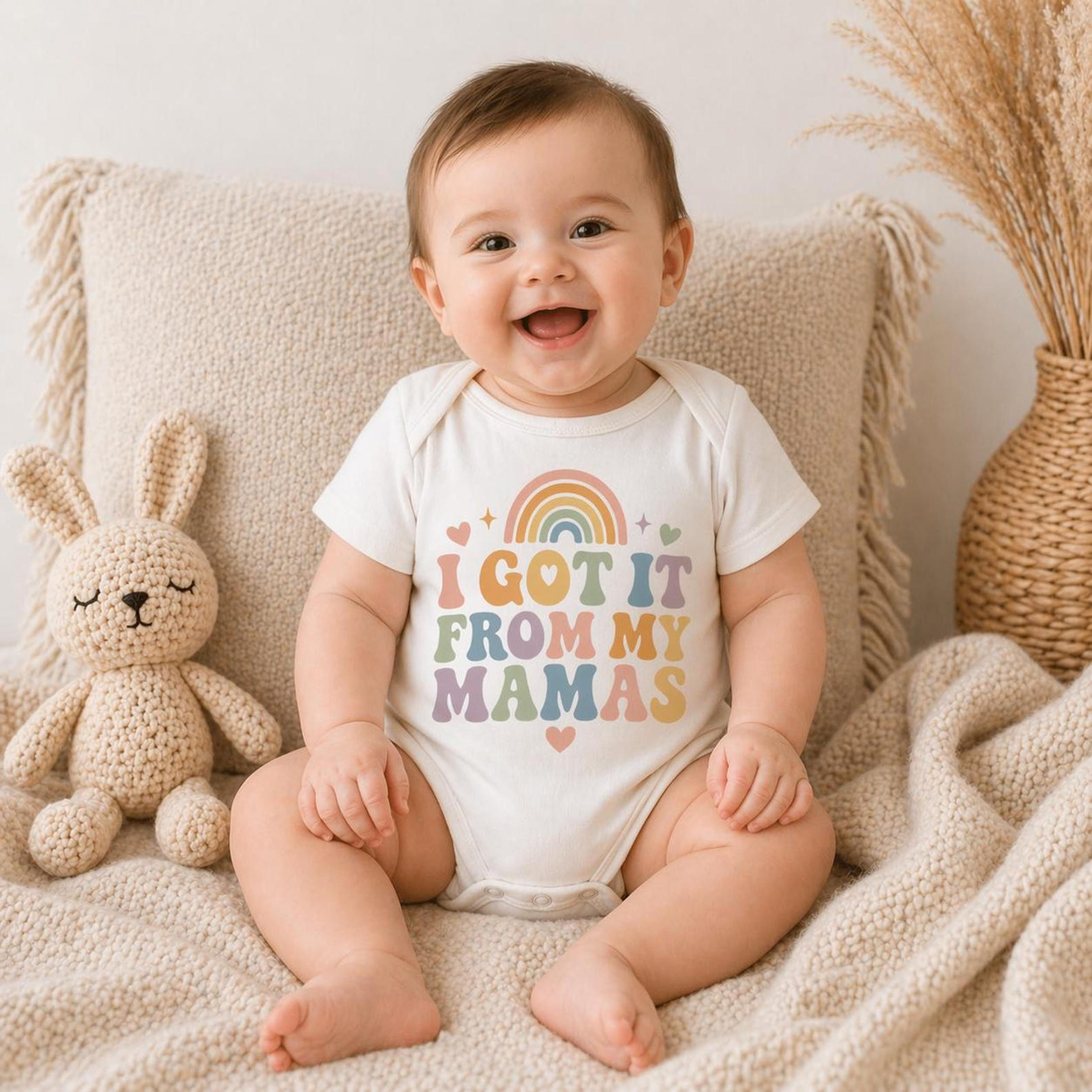 i got it from my mamas rainbow baby bodysuit, two moms baby gift, lgbtq pride newborn onesie, cute infant outfit
