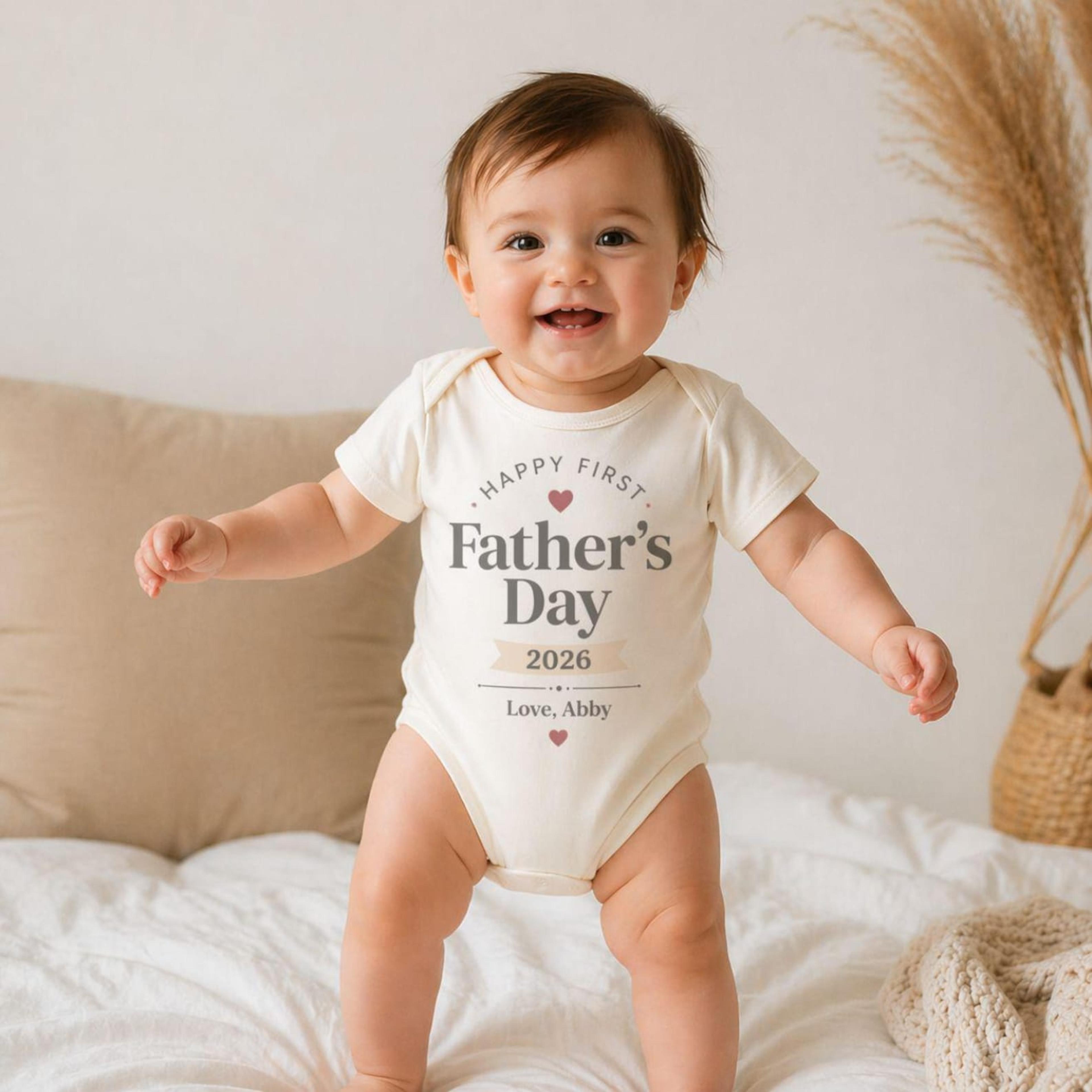 personalized first father's day baby onesie 2026, custom name bodysuit, new dad gift, daddy baby keepsake outfit