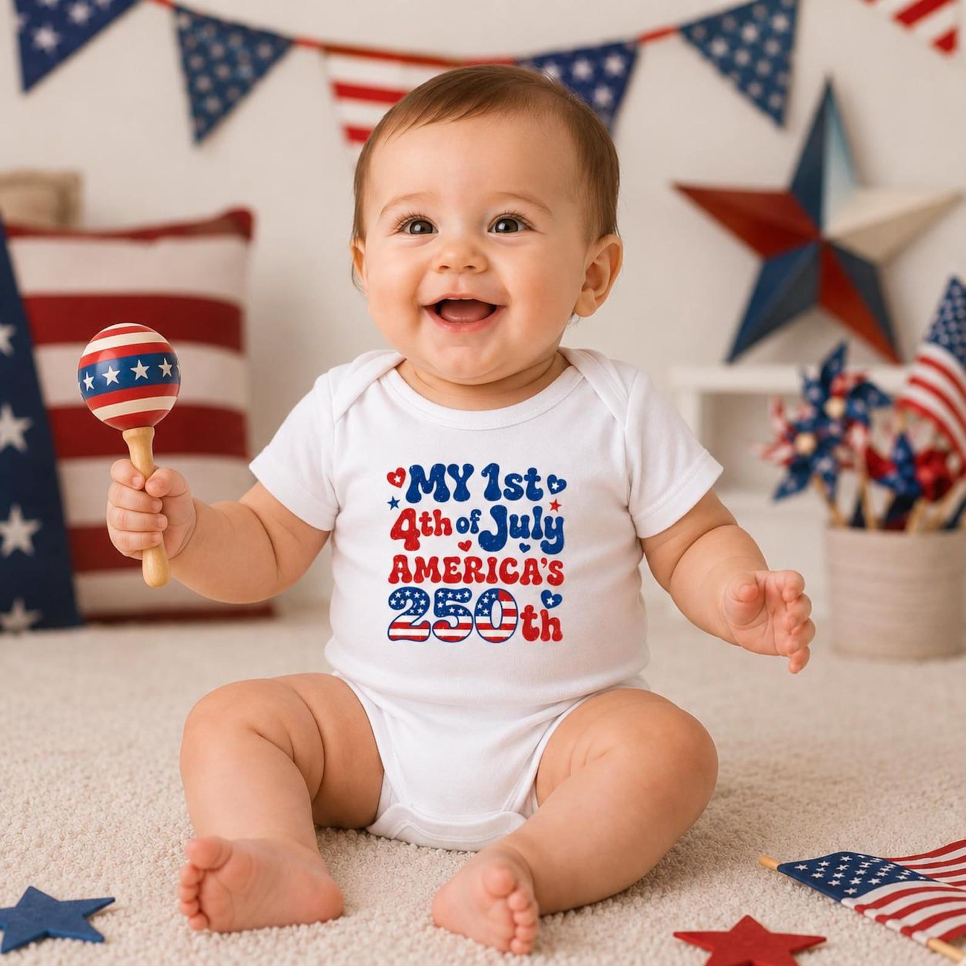 my 1st 4th of july baby onesie, america 250th baby bodysuit, patriotic newborn outfit, independence day baby gift