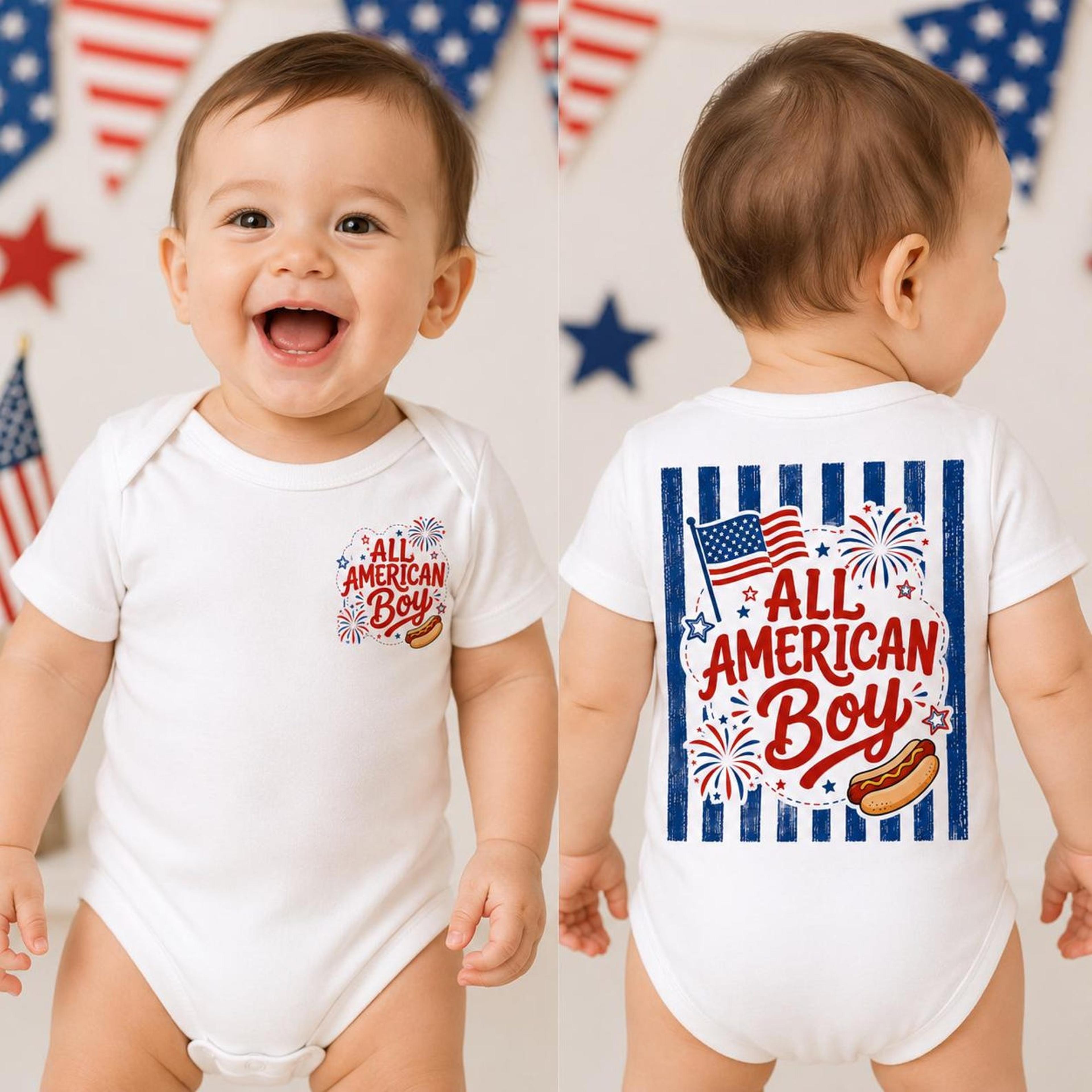 all american boy baby onesie, 4th of july baby bodysuit, patriotic newborn outfit, usa independence day baby gift