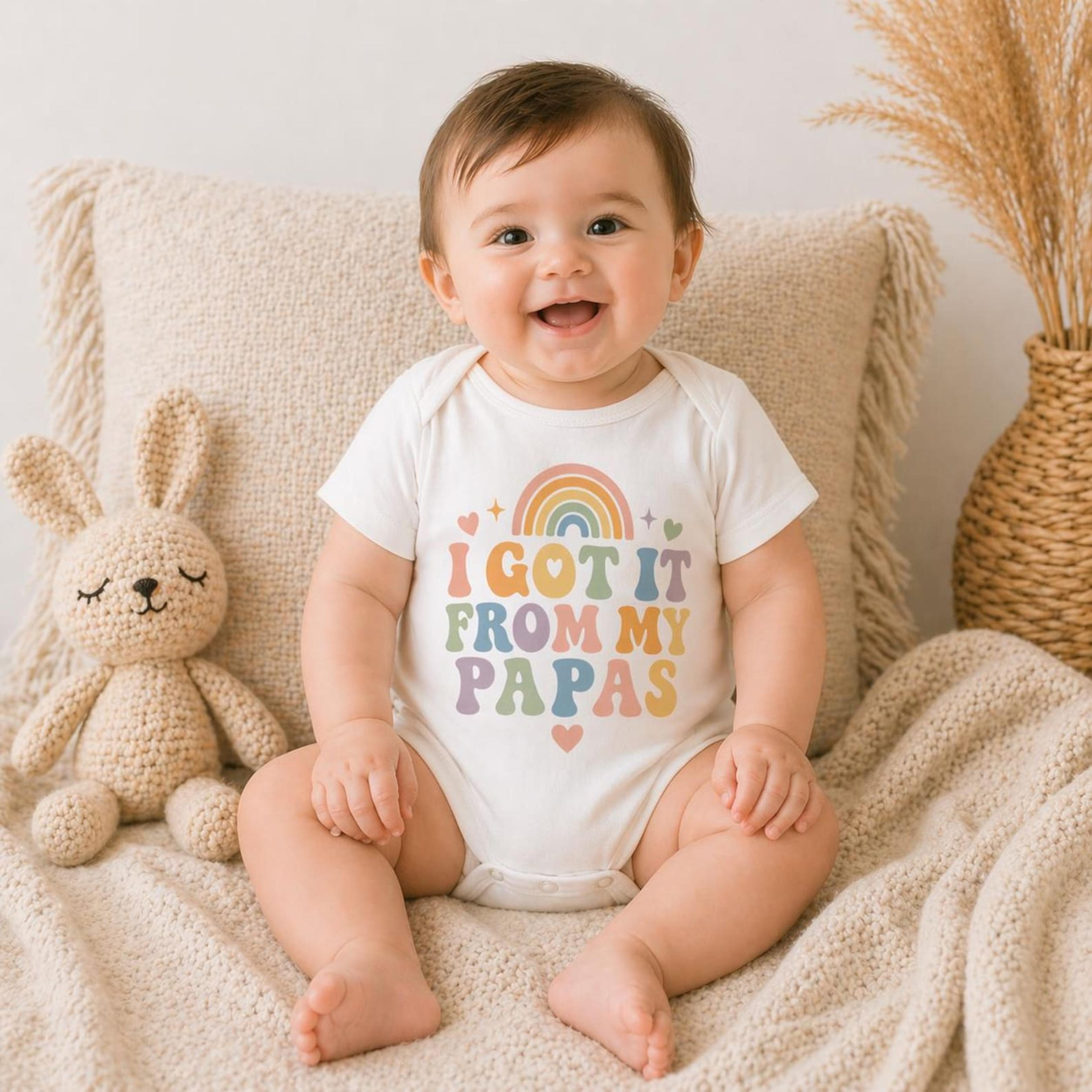 i got it from my papas baby onesie, rainbow pride bodysuit, two dads baby gift, lgbtq newborn outfit, pride baby