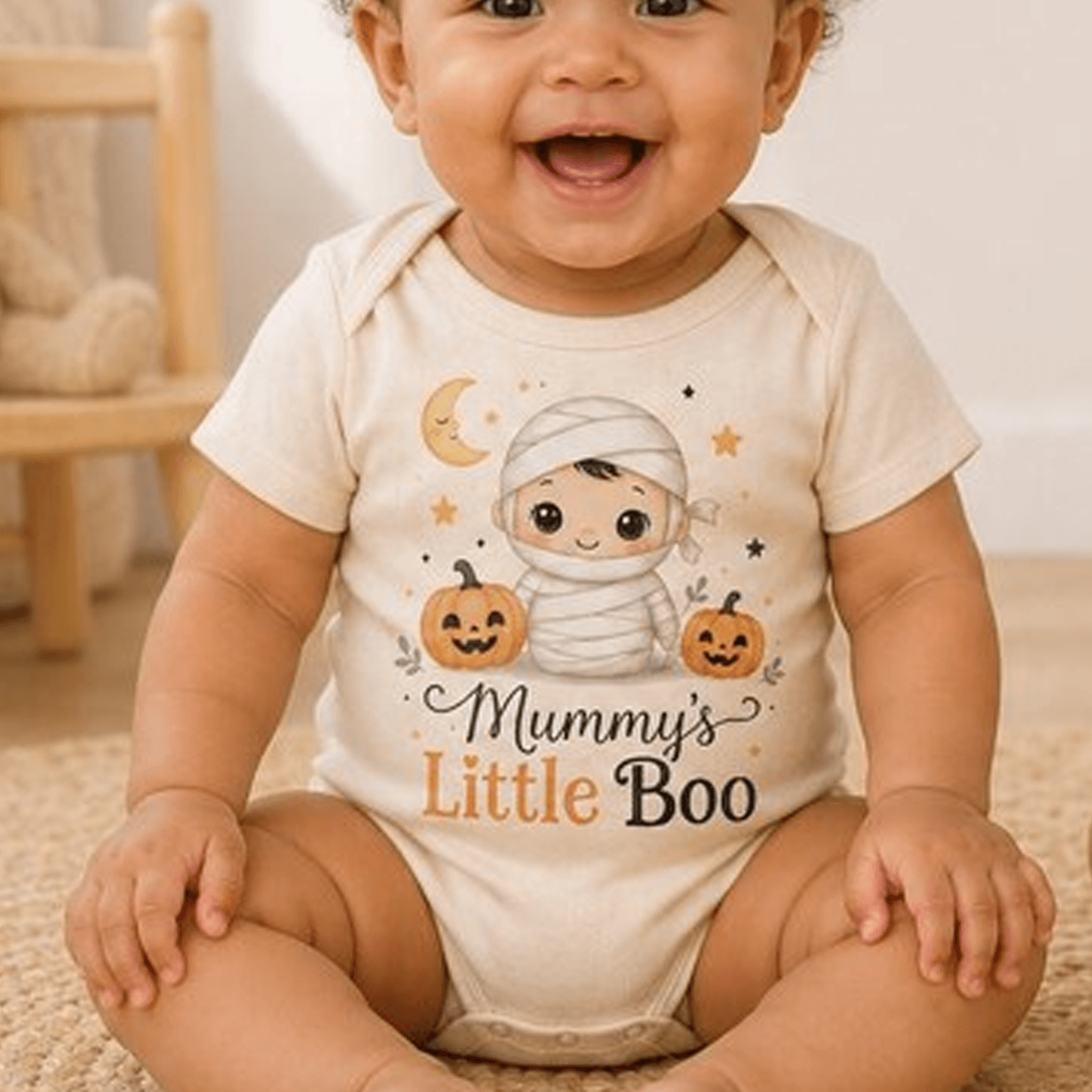 mummy's little boo baby bodysuit, first halloween onesie, cute mummy pumpkin outfit, sweet and spooky newborn gift