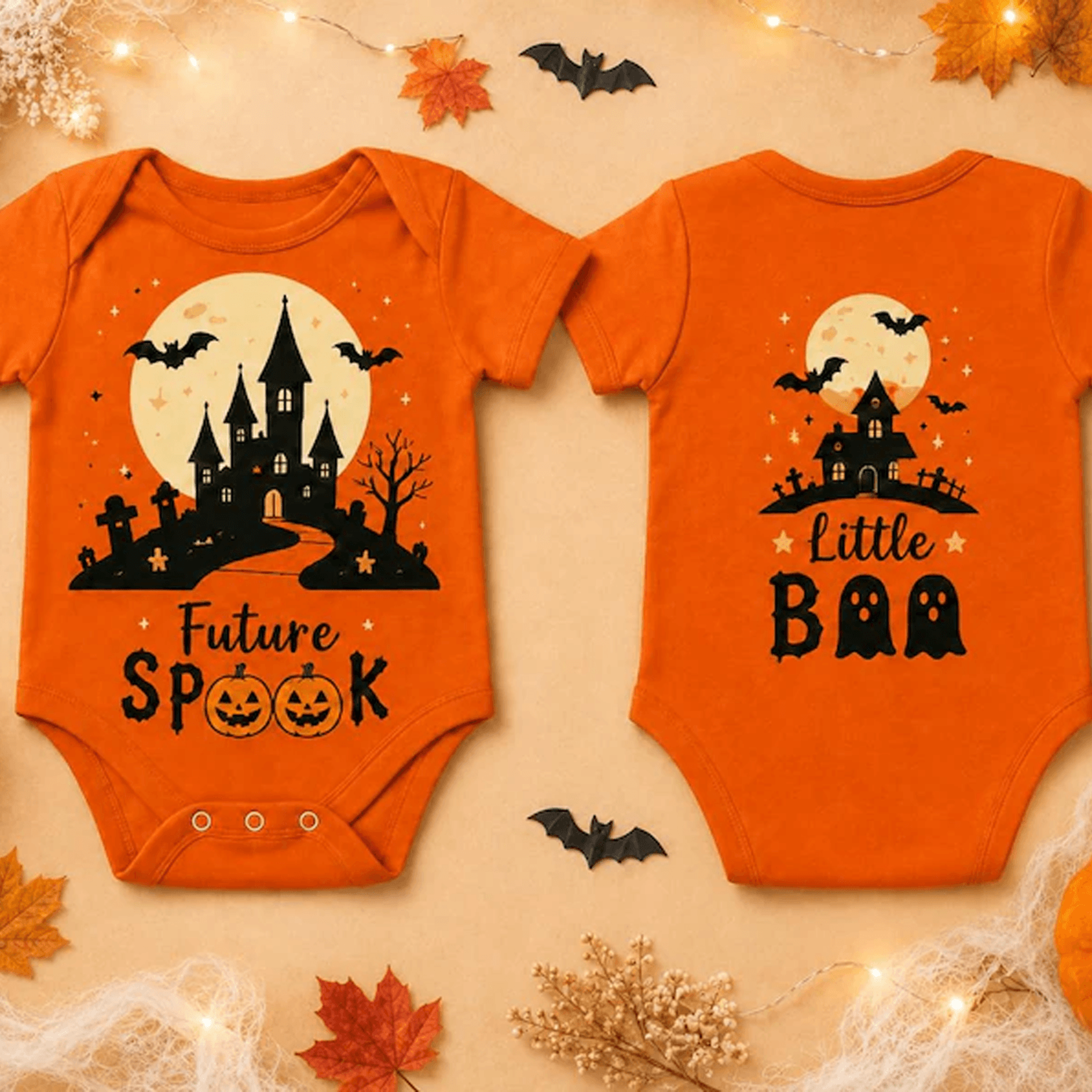 future spook baby bodysuit, little boo halloween onesie, haunted house newborn outfit, first halloween baby gift