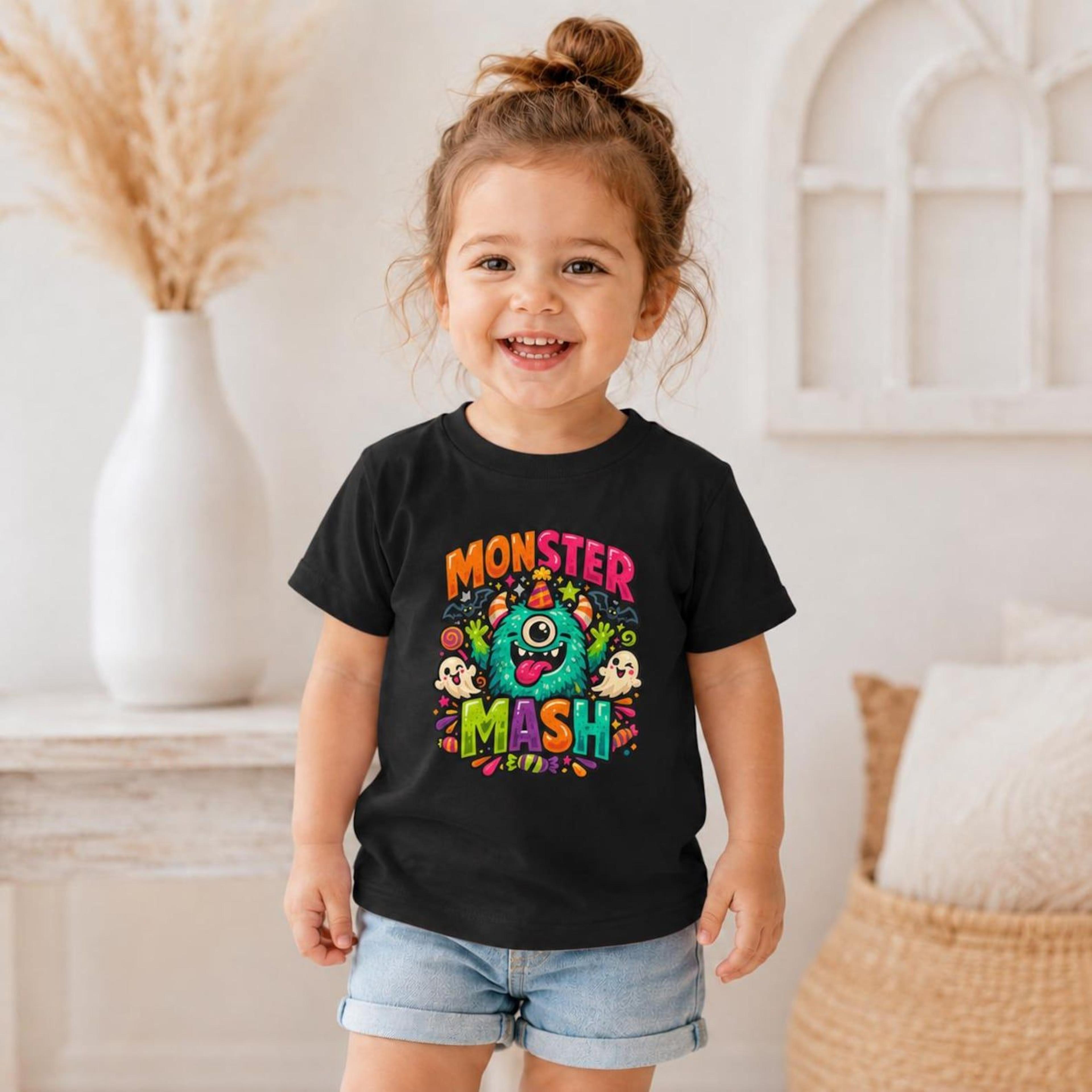 monster mash toddler halloween shirt, cute monster kids tee, boys girls spooky season t-shirt, preschool halloween outfi