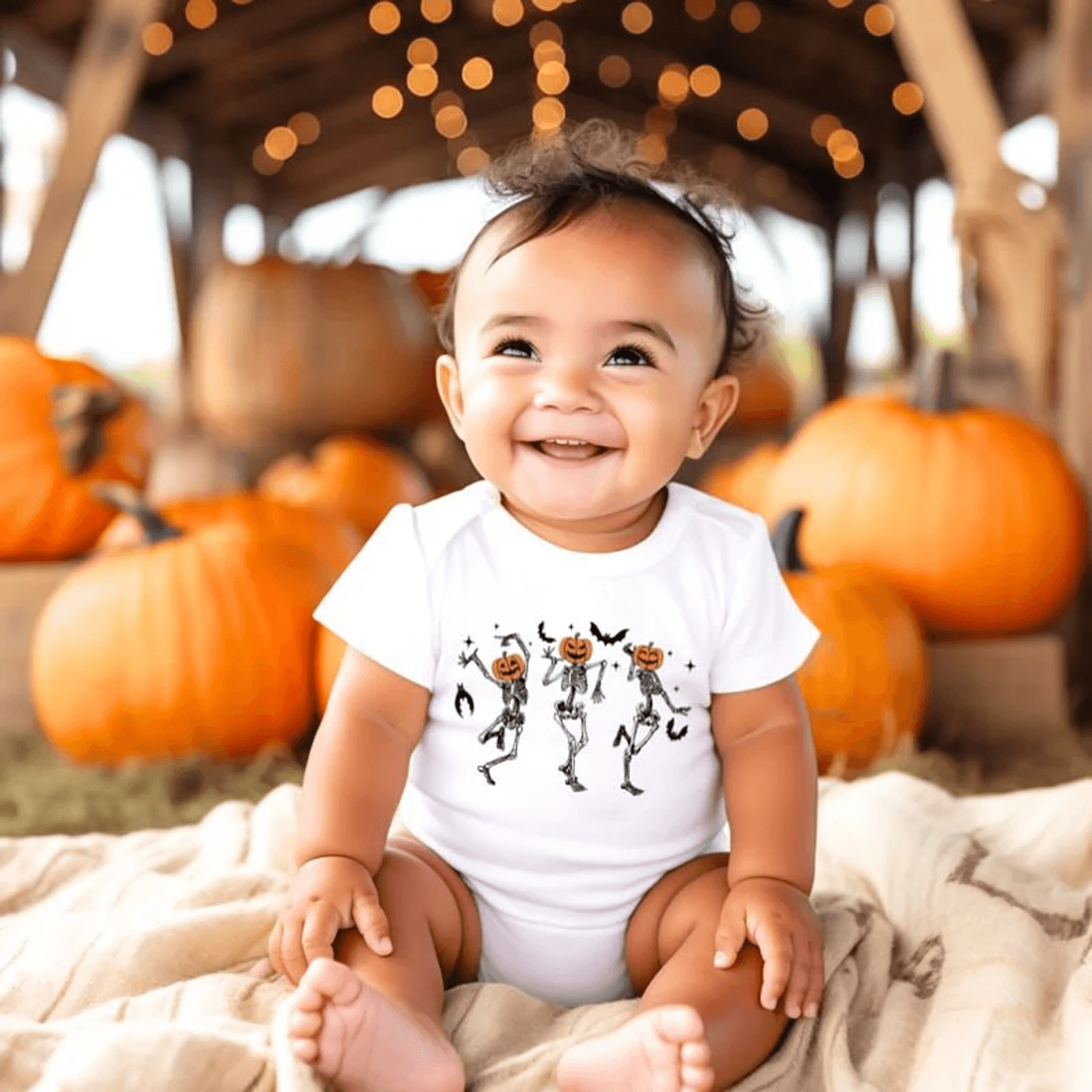 pumpkin head skeleton kids halloween t-shirt, dancing skeleton toddler tee, spooky family matching halloween outfit