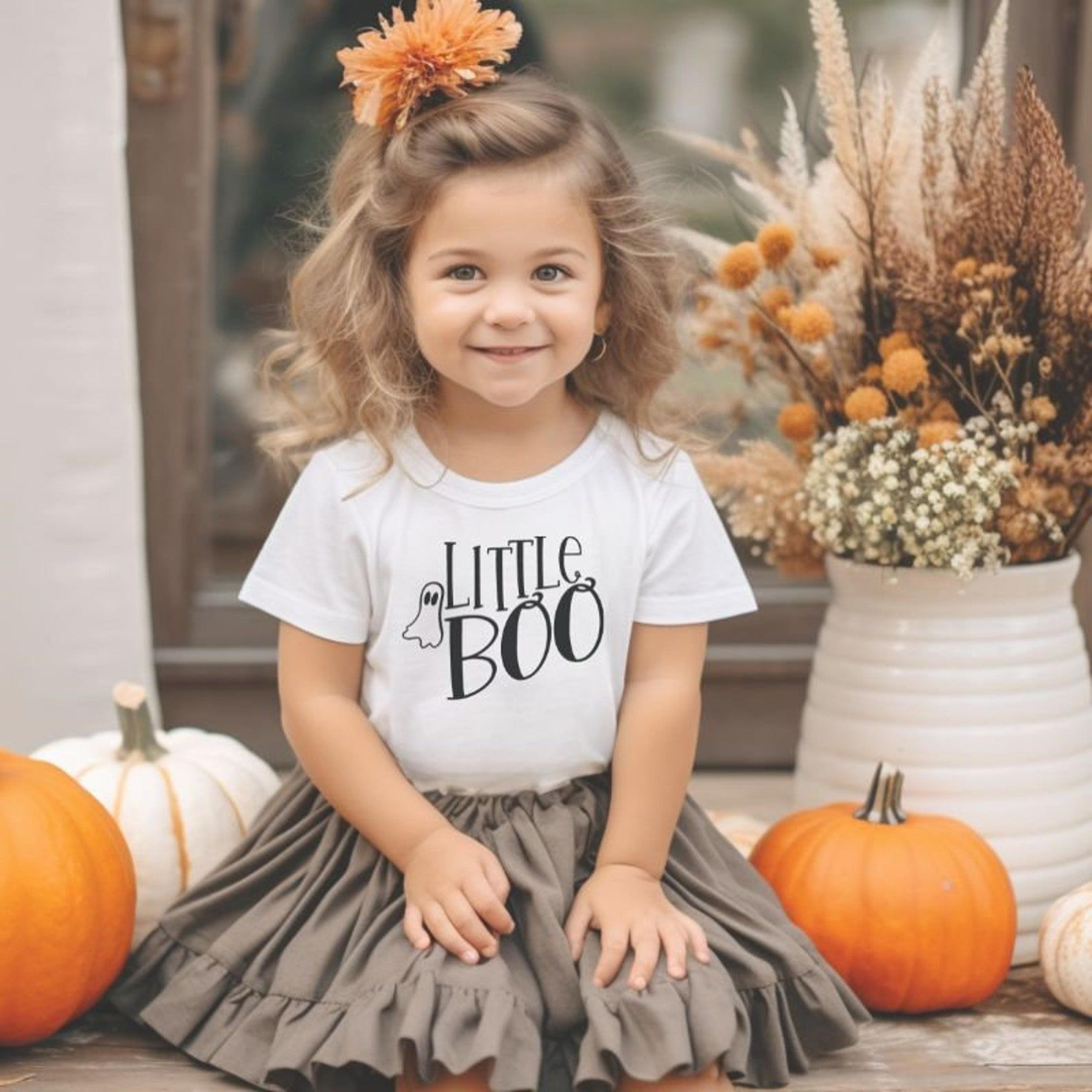 little boo kids halloween t-shirt, cute ghost toddler tee, matching sibling spooky shirt, family halloween outfit