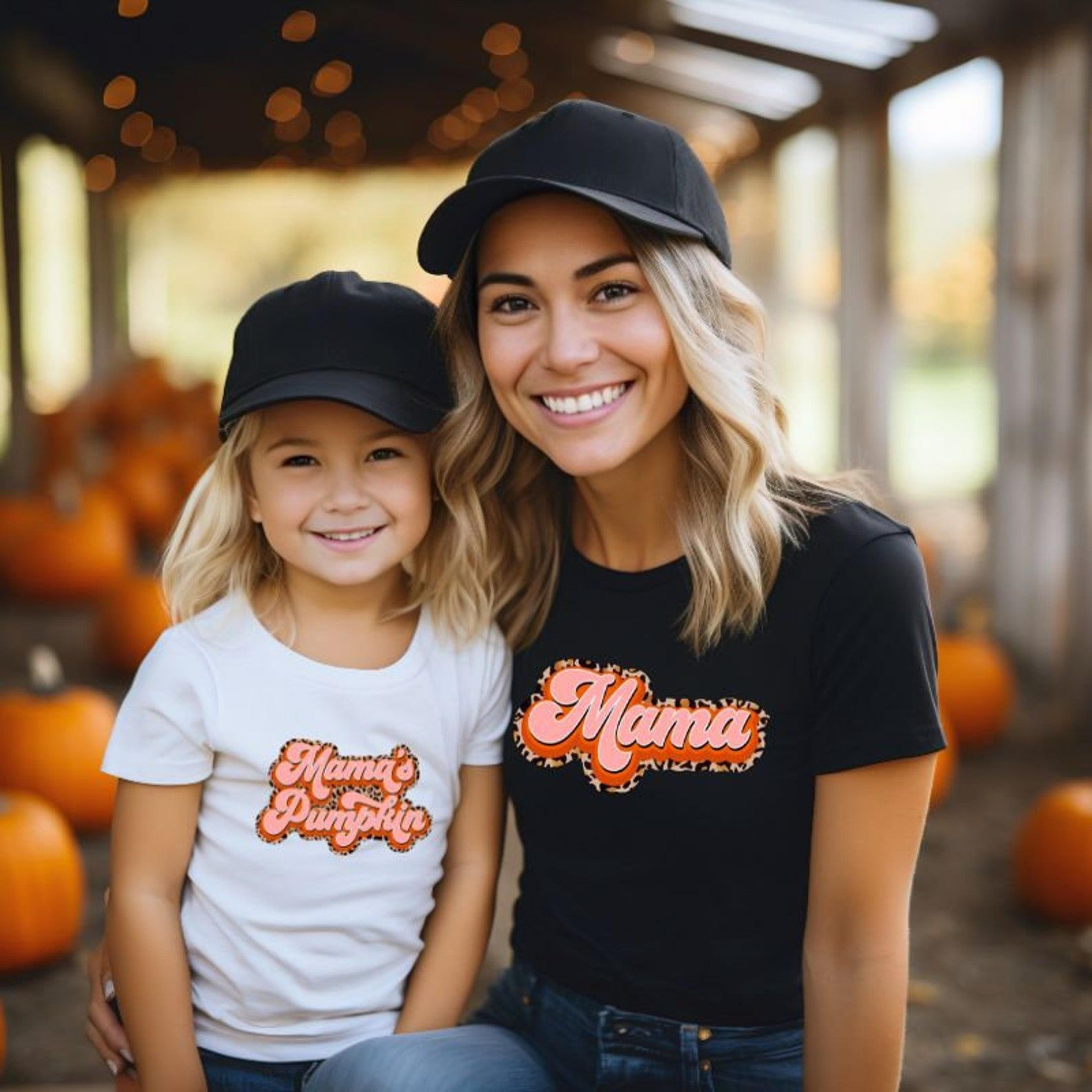 mommy & me halloween shirts, mama's pumpkin matching family t-shirts, mom and kids spooky halloween outfit, fall gift