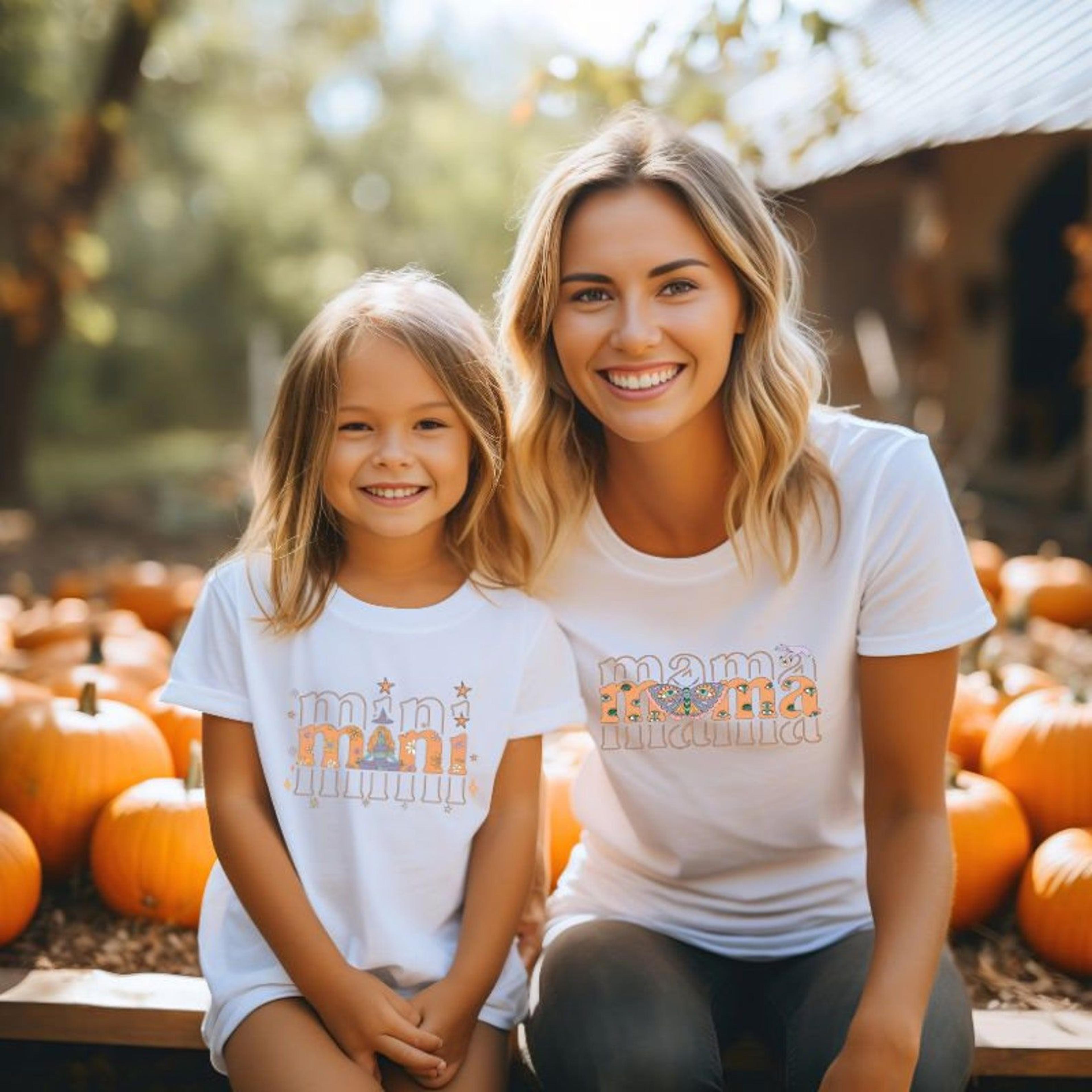 mommy & me halloween shirts, matching mama kids spooky tees, cute family halloween outfit, trick or treat pumpkin shirt