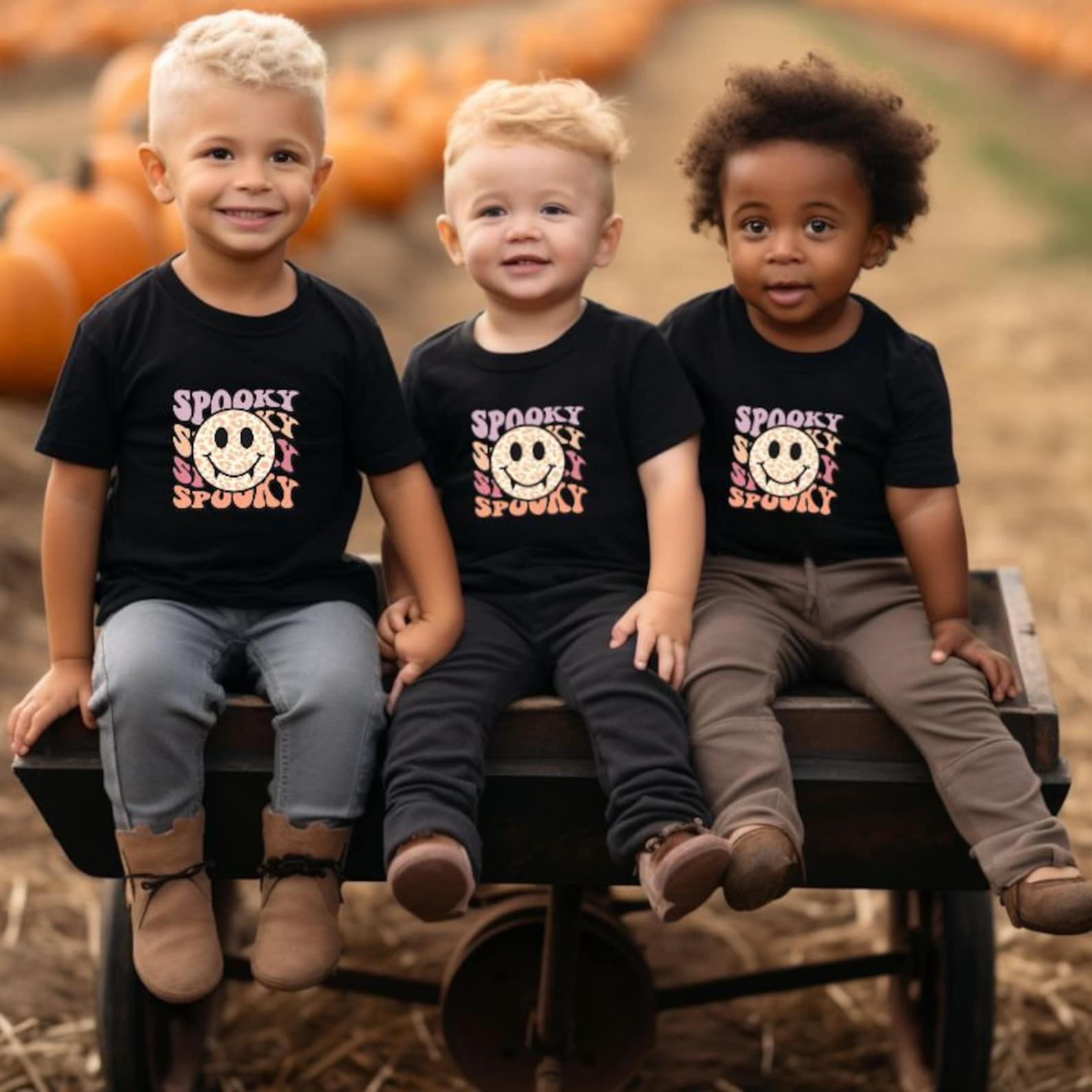 matching kids halloween shirts, sibling halloween tees, brother sister spooky shirts, trick or treat family outfit gift