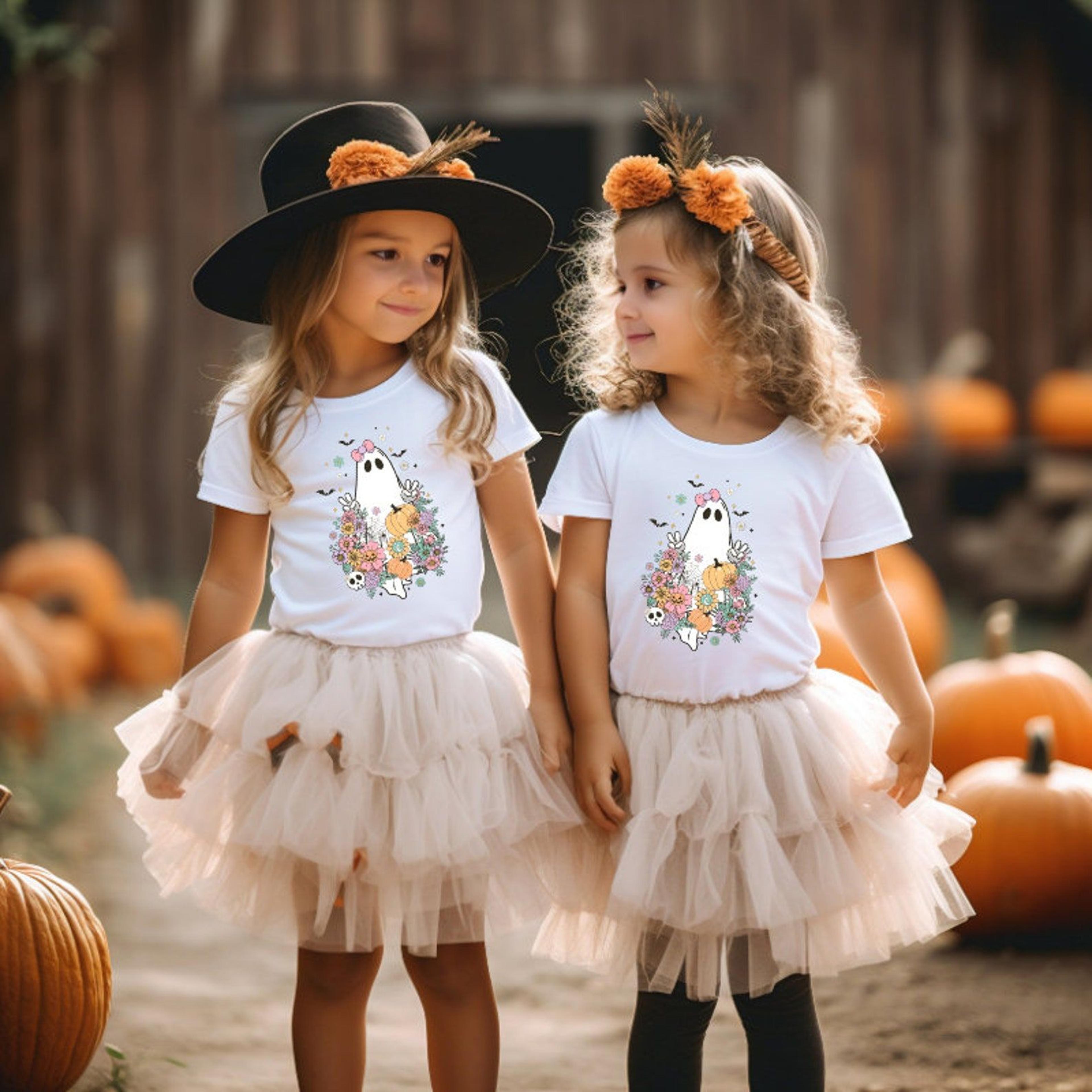 kids halloween sibling shirts, matching brother sister spooky tees, trick or treat kids family halloween outfit gift